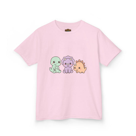 Kids Dino Trio T‑Shirt — Cute Pastel Dinosaur Graphic Tee for Toddlers & Children