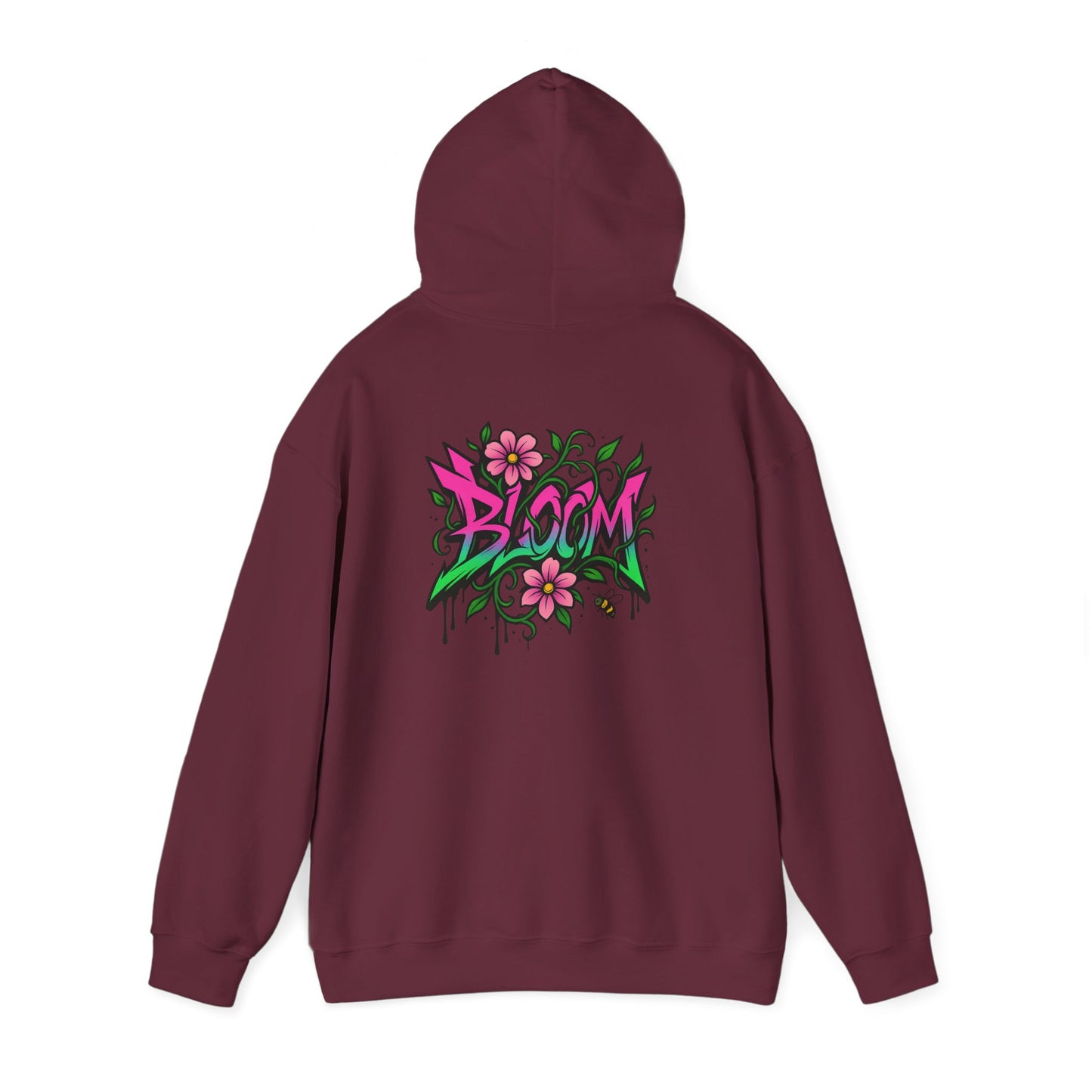 Bloom Floral Graffiti Hoodie — Women's Urban Streetwear Flower Graphic Hooded Sweatshirt