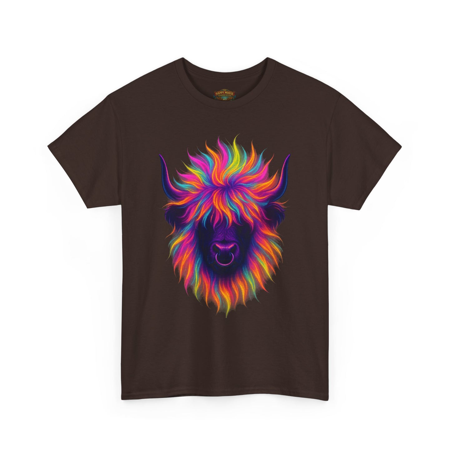 Colorful Highland Cow T-Shirt — Vibrant Rainbow Yak Graphic Tee