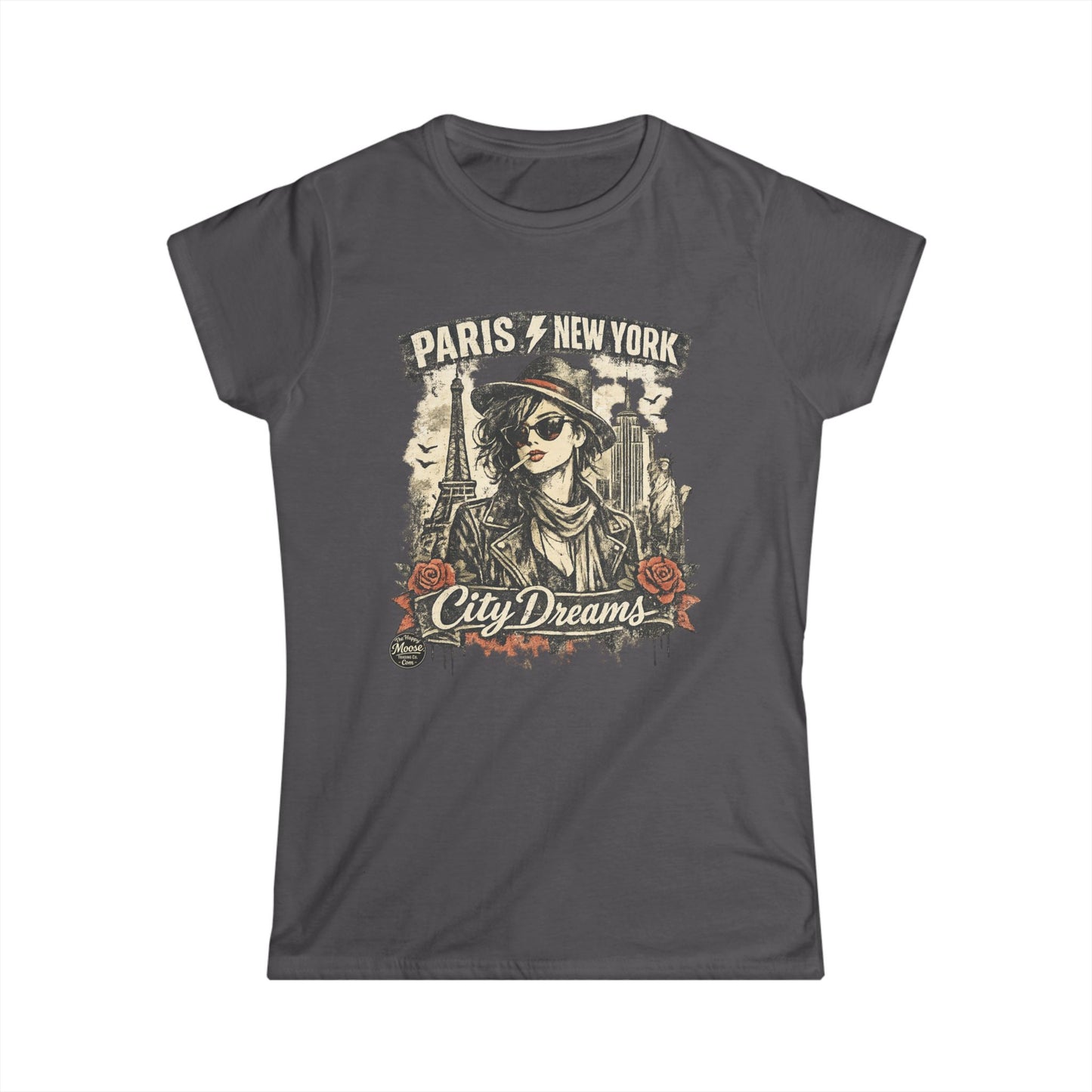 City Dreams Tee — Paris & New York Vintage Traveller Women's T‑Shirt #E