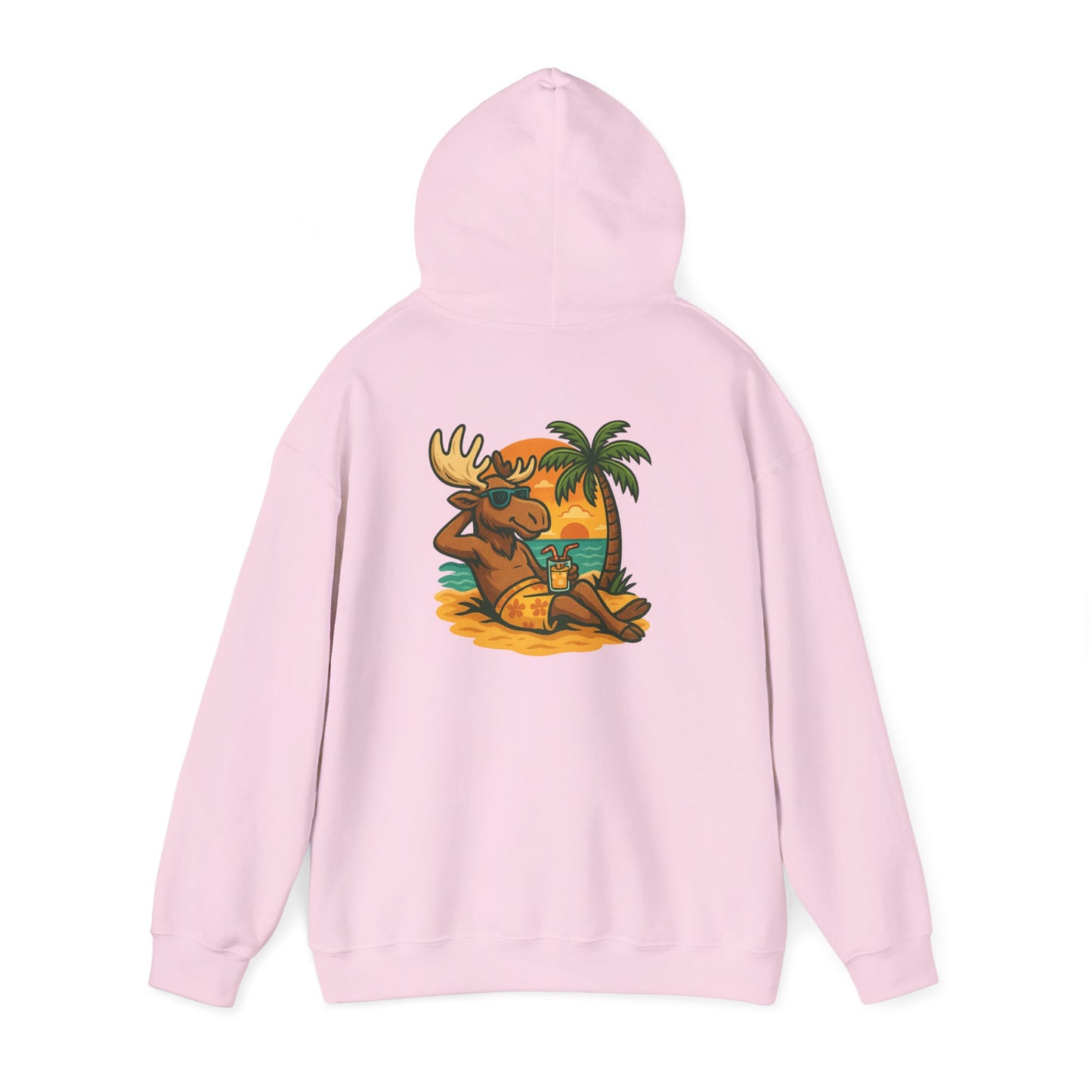Hoodie — Relaxing Moose Beach Sunset Graphic Hooded Sweatshirt