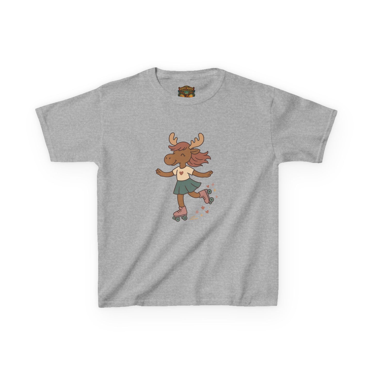 Kids Tee — Cute Roller-Skating Moose Girl Graphic