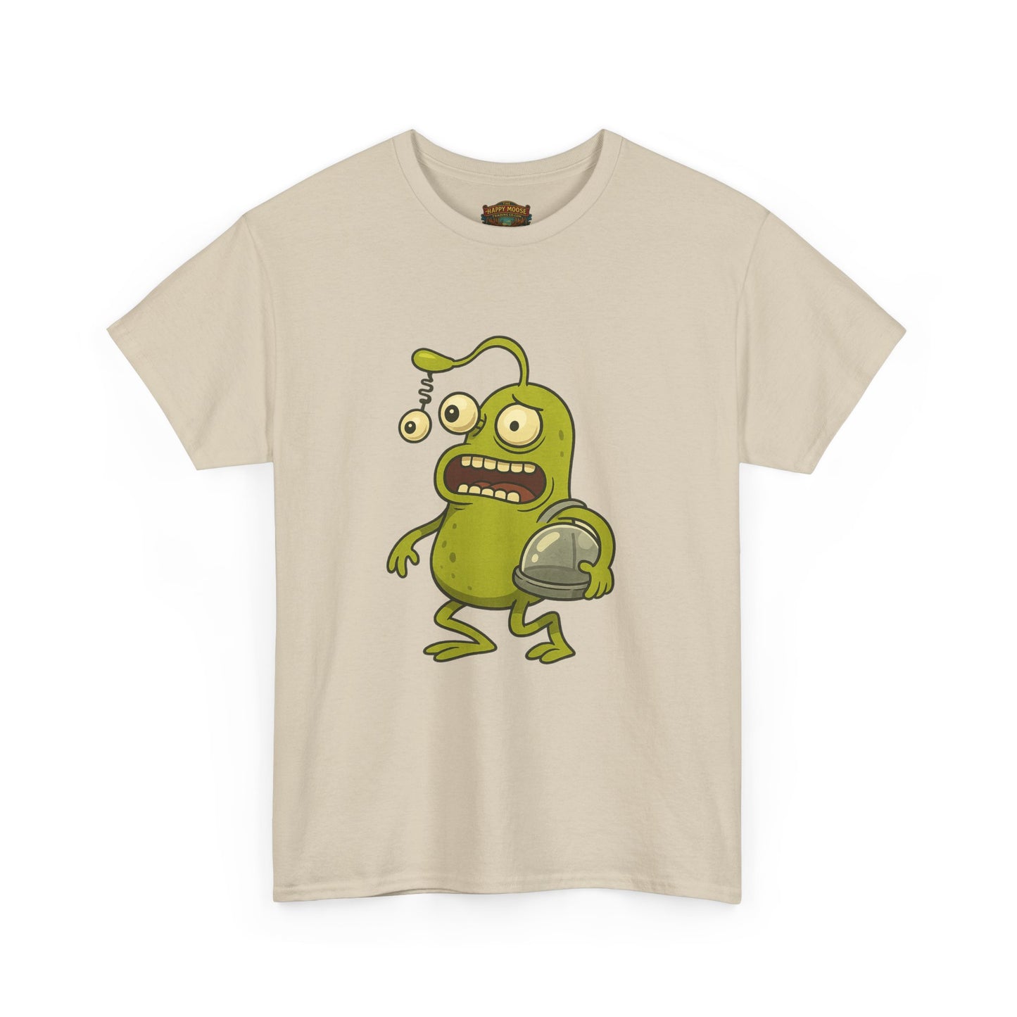 Green Alien Cartoon Tee | Funny Space Monster Illustration B
