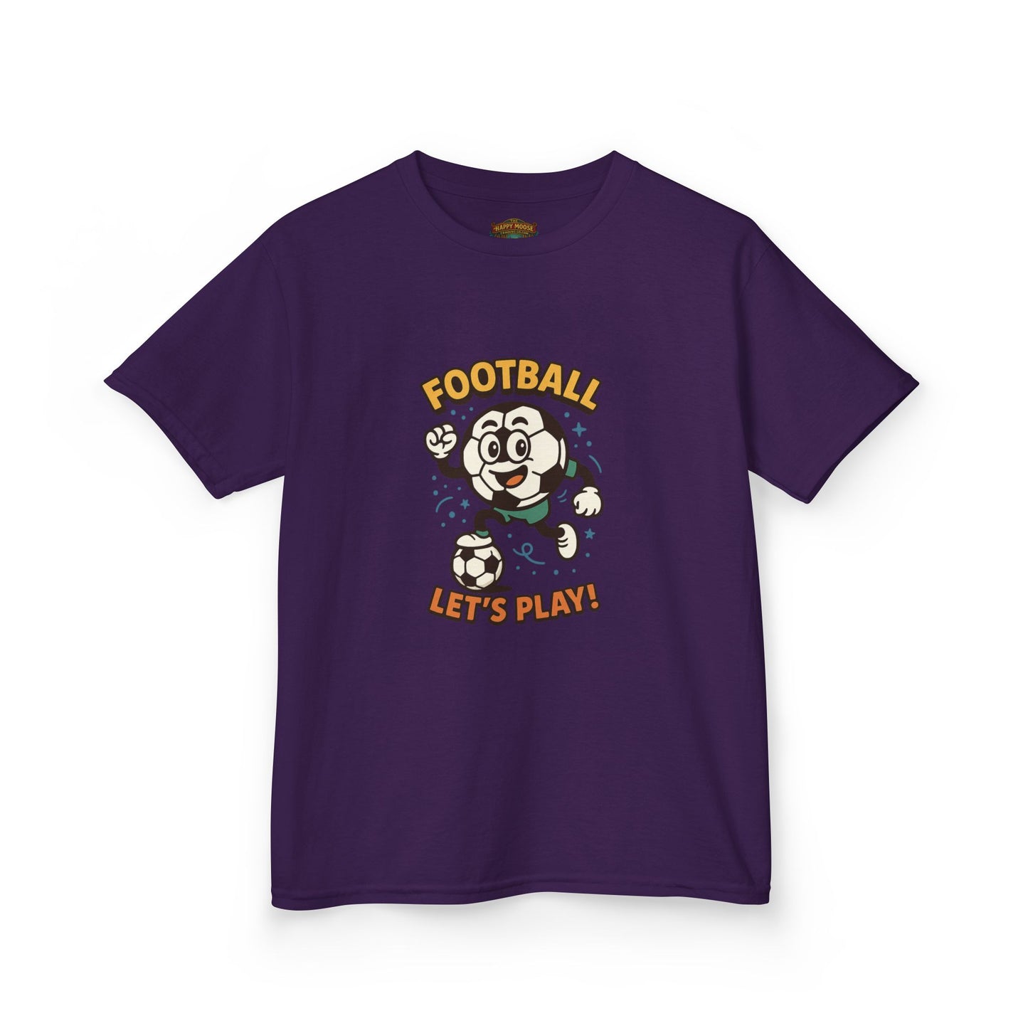 Kids Football Tee — "Football Let's Play" Retro Cartoon Soccer Shirt