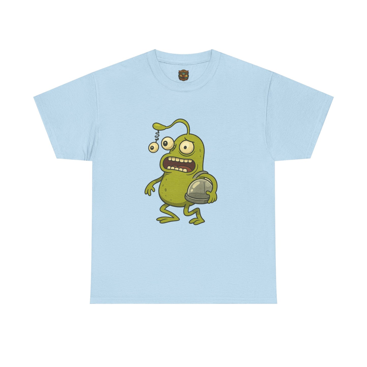 Green Alien Cartoon Tee | Funny Space Monster Illustration B