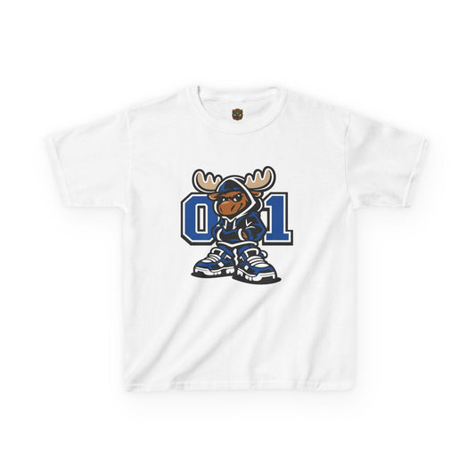 Kids Moose Mascot Tee — '01' Sporty Graphic Shirt for Boys & Girls
