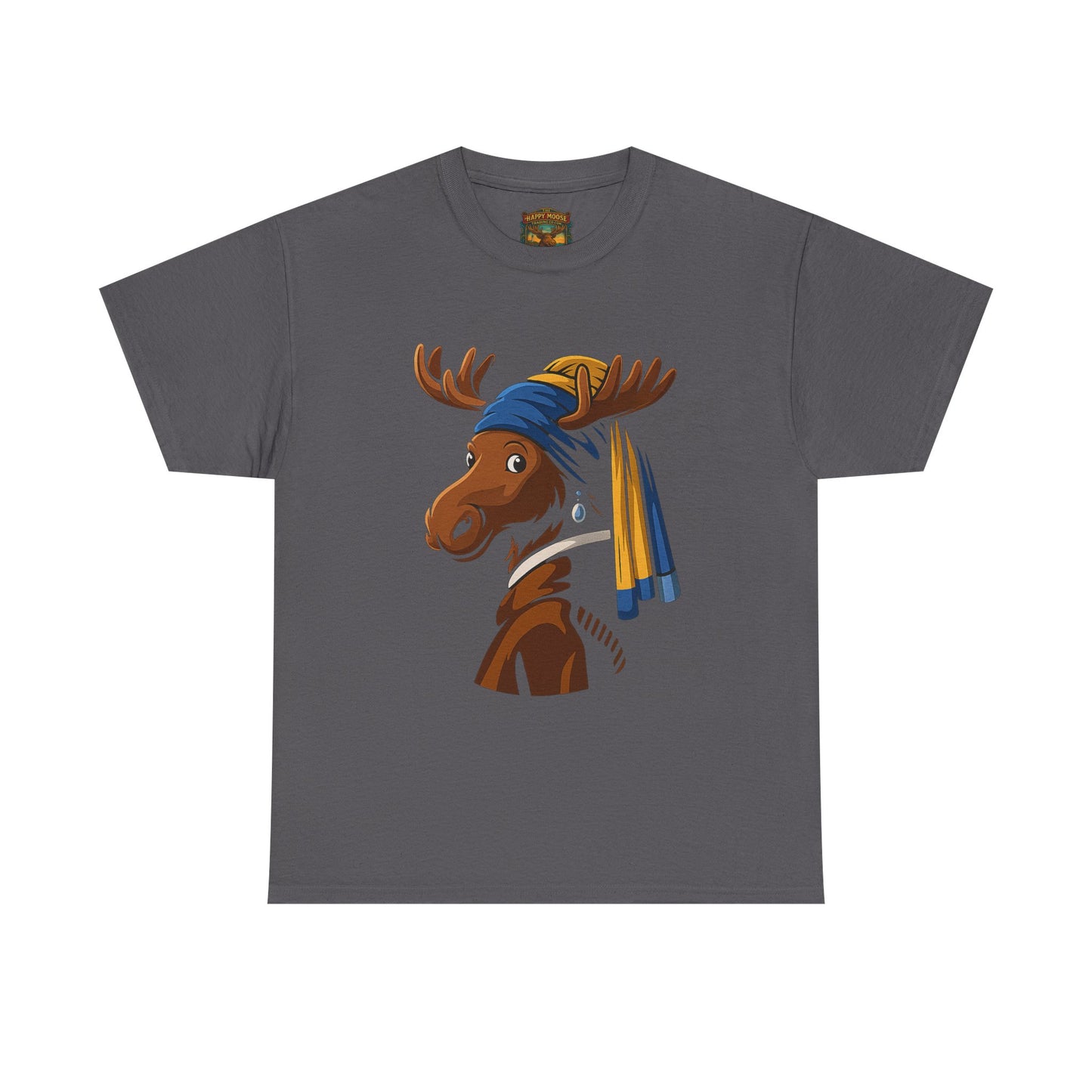 The Moose With The Pearl Earring Graphic Tee — Playful Moose with Headwrap T-Shirt