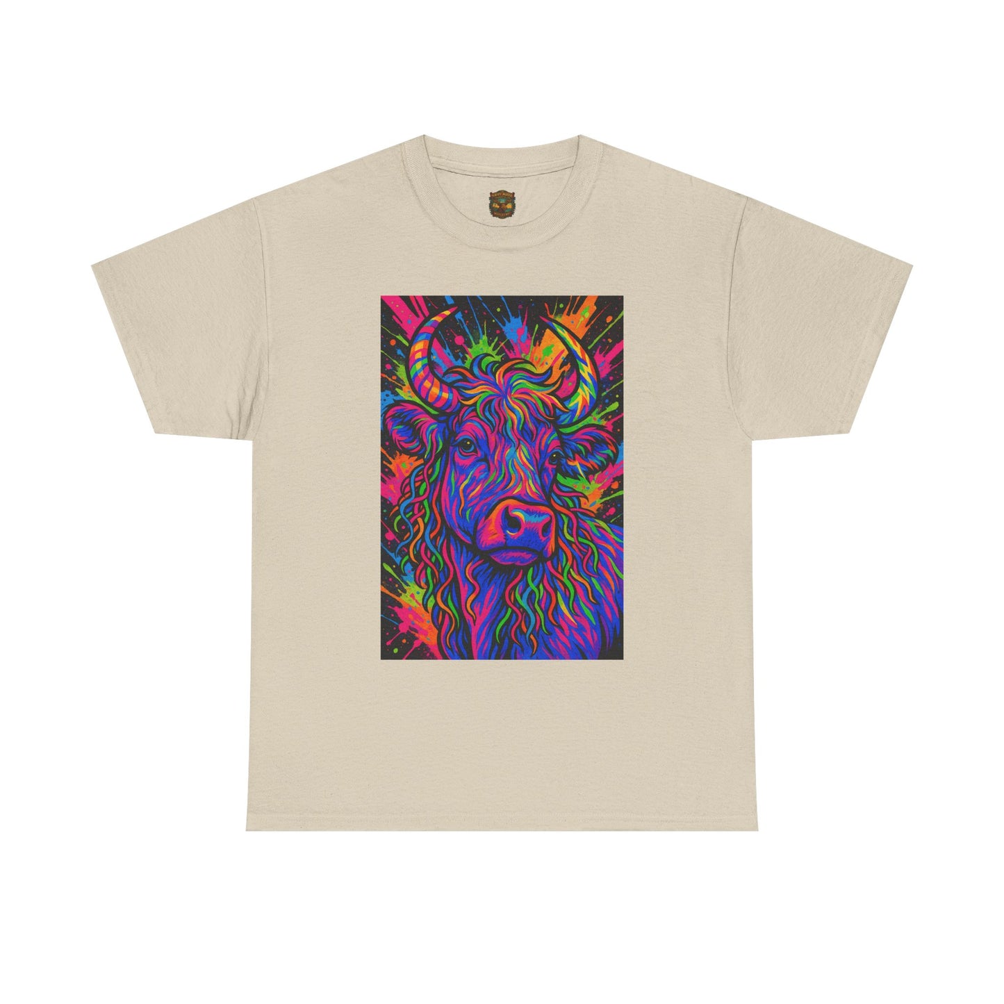 Psycadelic Highland Cow T-Shirt | Retro Rainbow Cow Art 1