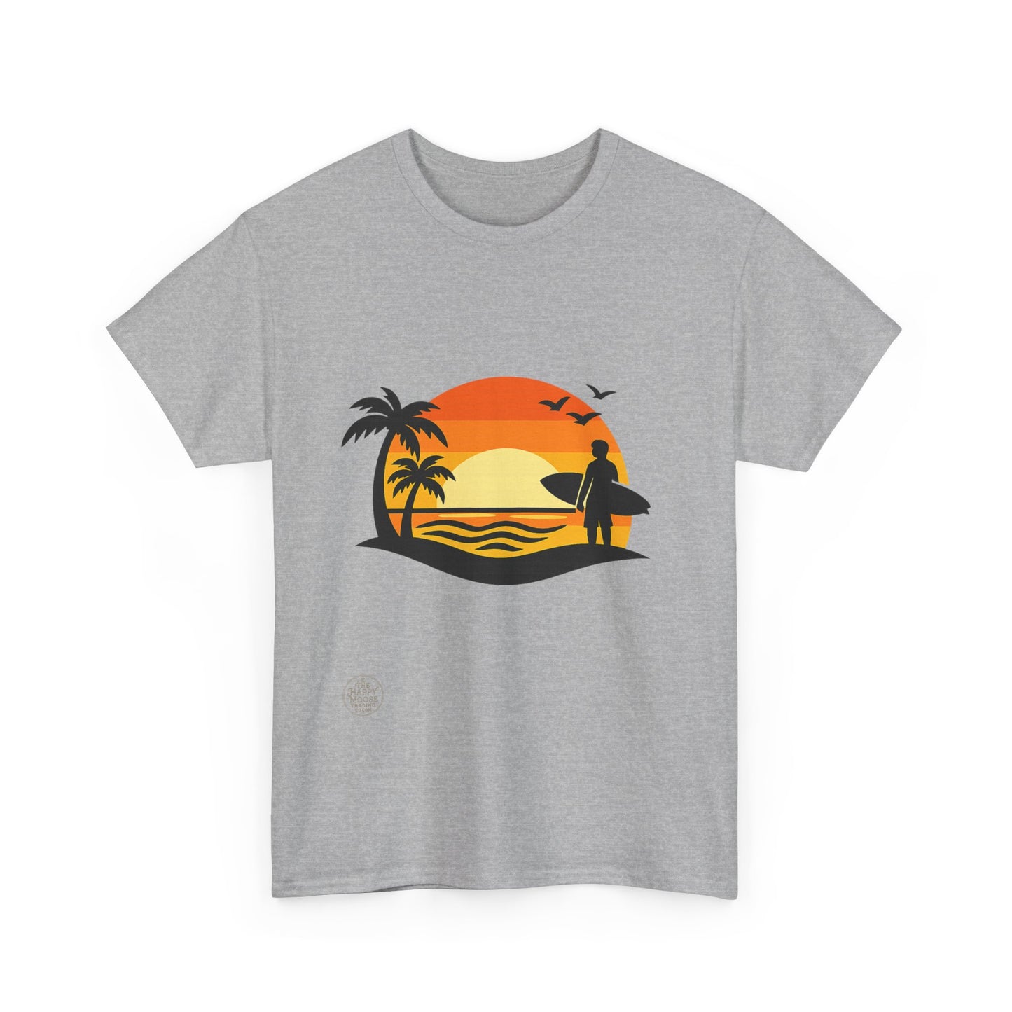 Surf Sunset T-Shirt — Retro Palm Tree Beach Tee