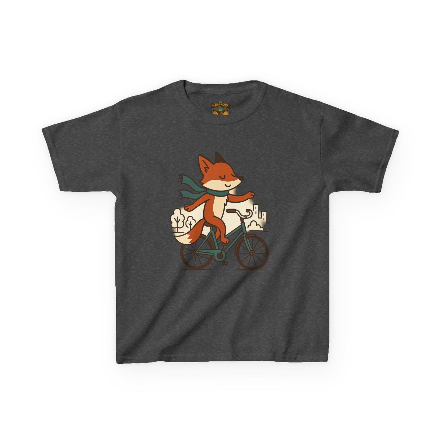 Kids Fox Bike T‑Shirt — Cute Riding Fox Illustration Tee