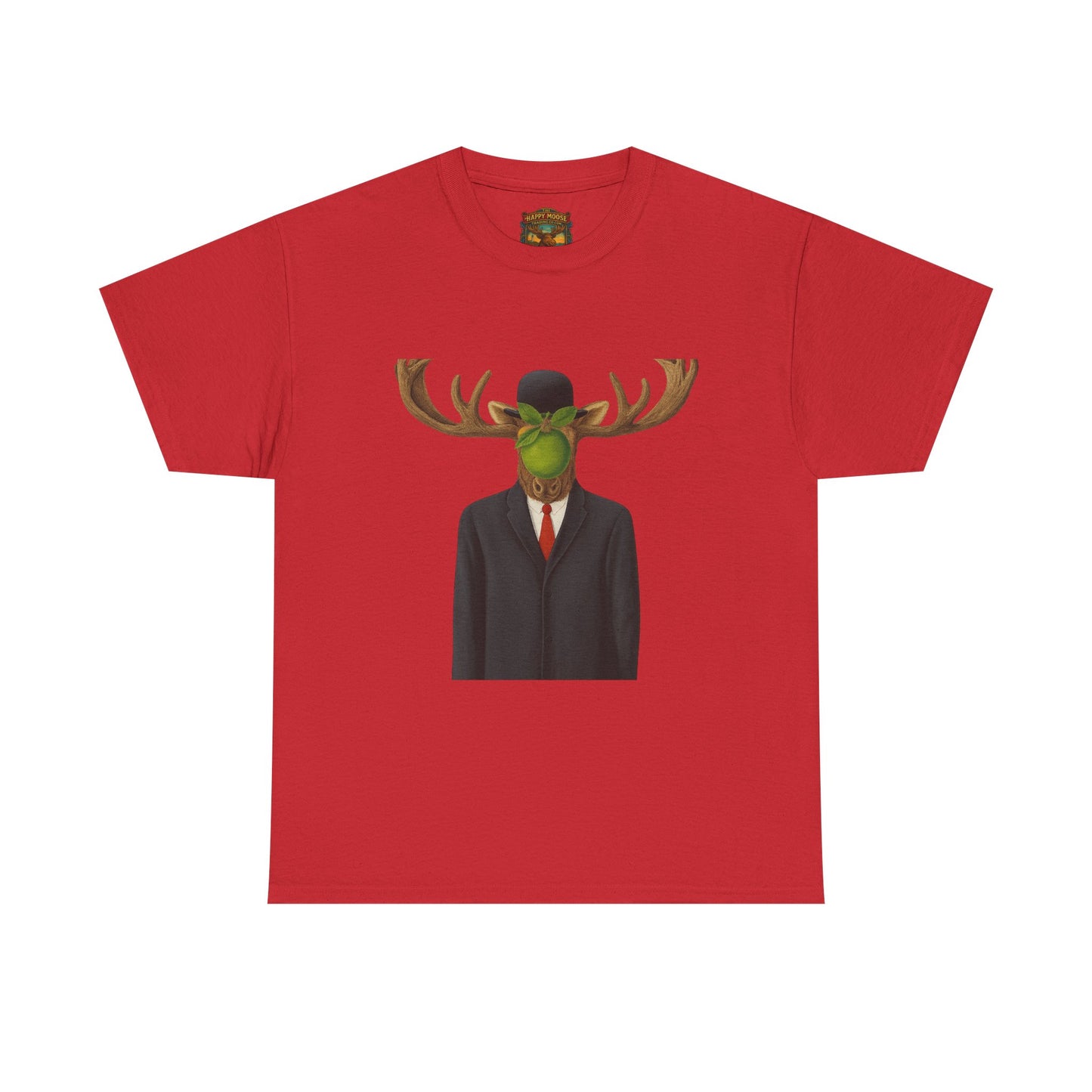 Surreal Moose Head Suit T‑Shirt — 'Man with Antlers' Artistic Graphic Tee