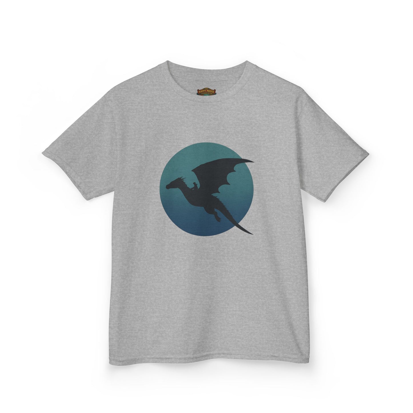 Kids Dragon Silhouette Tee — Fantasy Dragon Circle Graphic Shirt