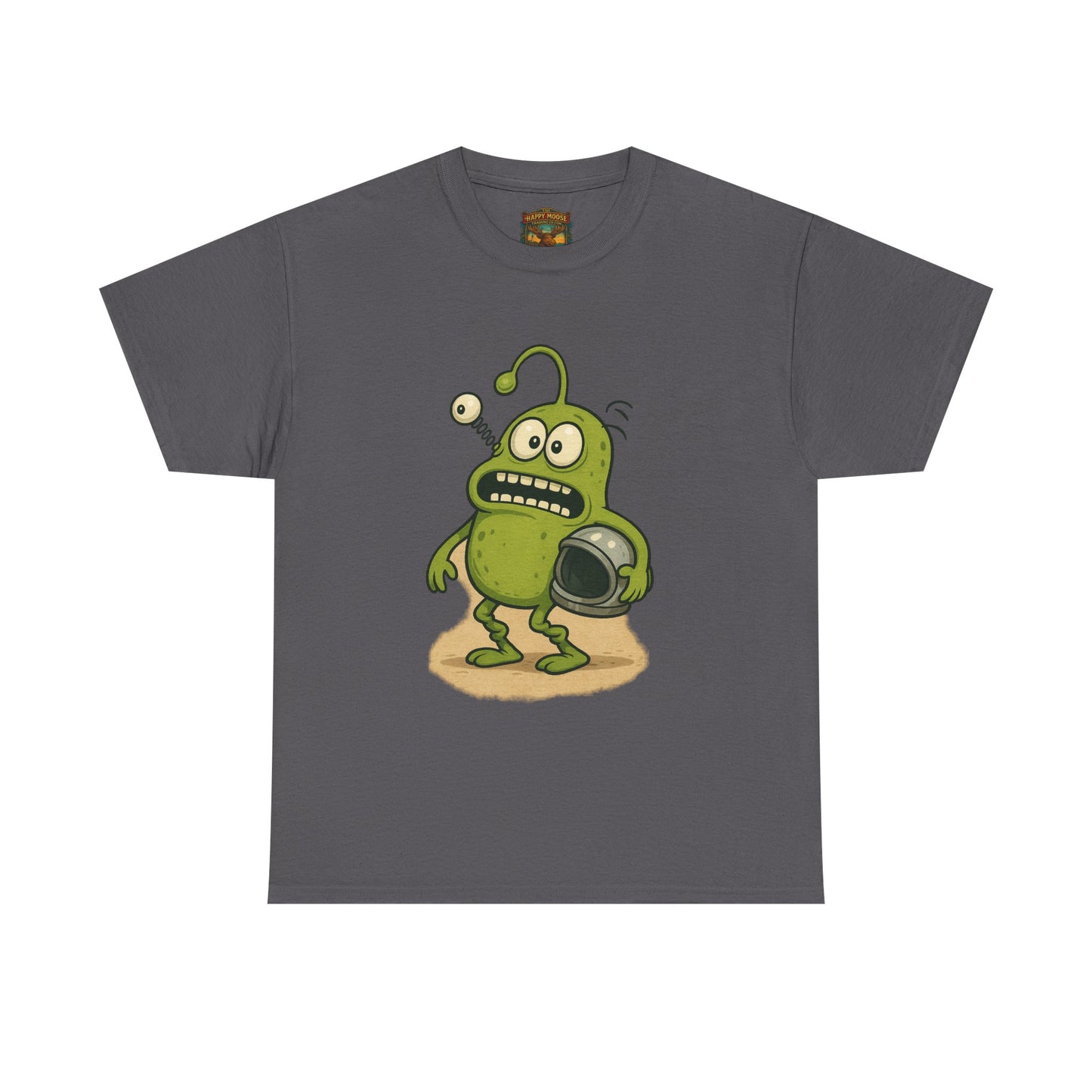 Green Alien Cartoon Tee | Funny Space Monster Illustration
