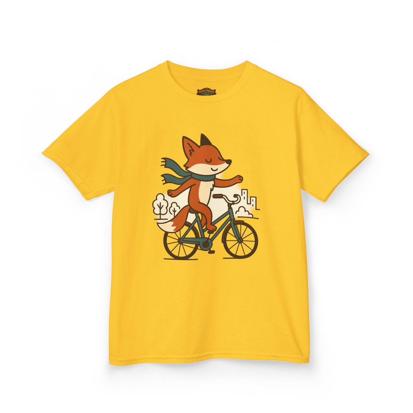 Kids Fox Bike T‑Shirt — Cute Riding Fox Illustration Tee