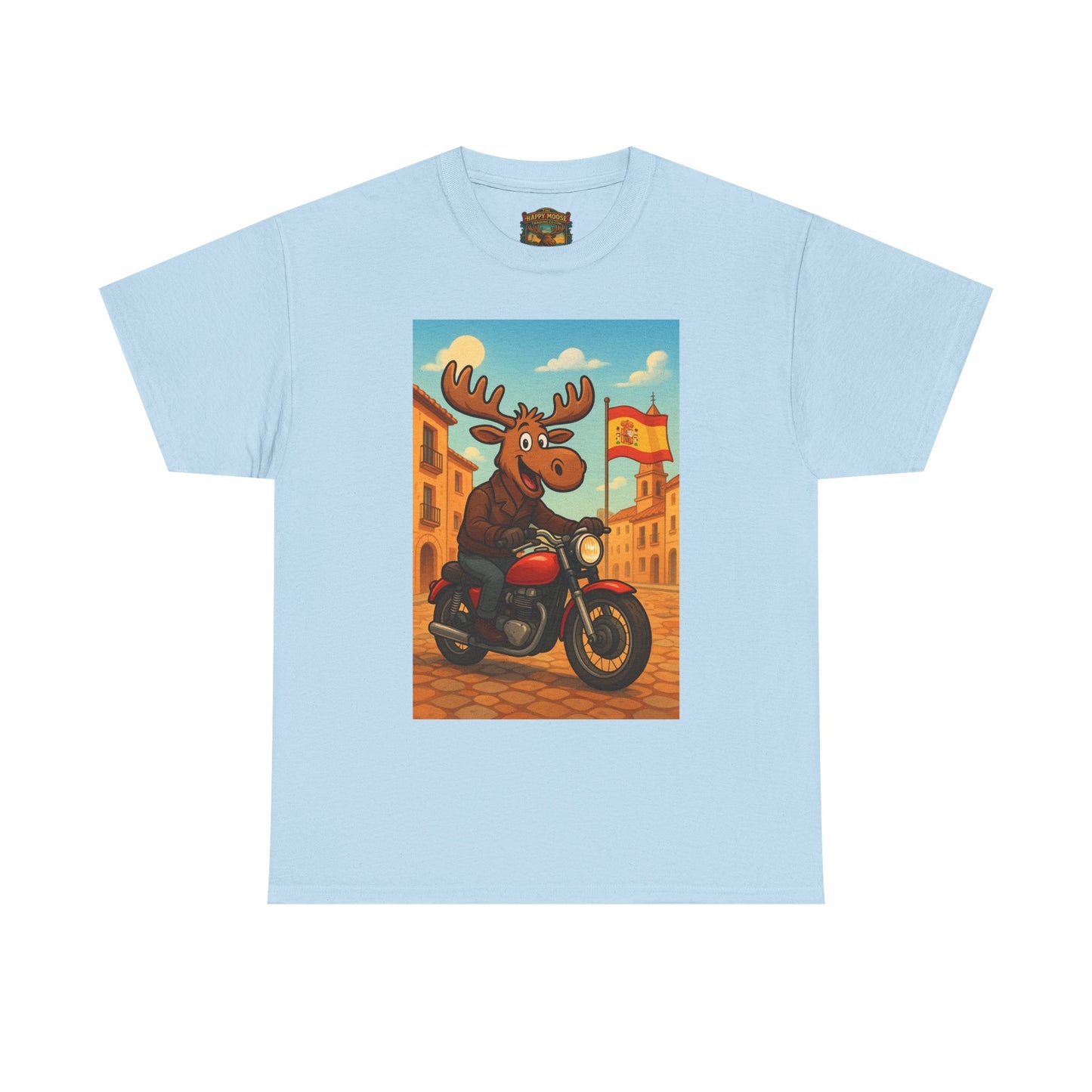 Happy Moose on a Motorcycle T-Shirt | Vintage Biker Animal Tee
