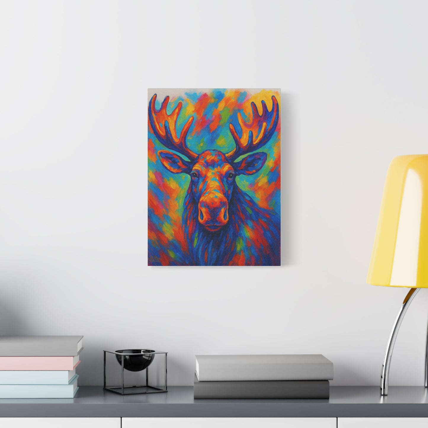 Colorful Moose Canvas Print — Vibrant Stretched Wall Art