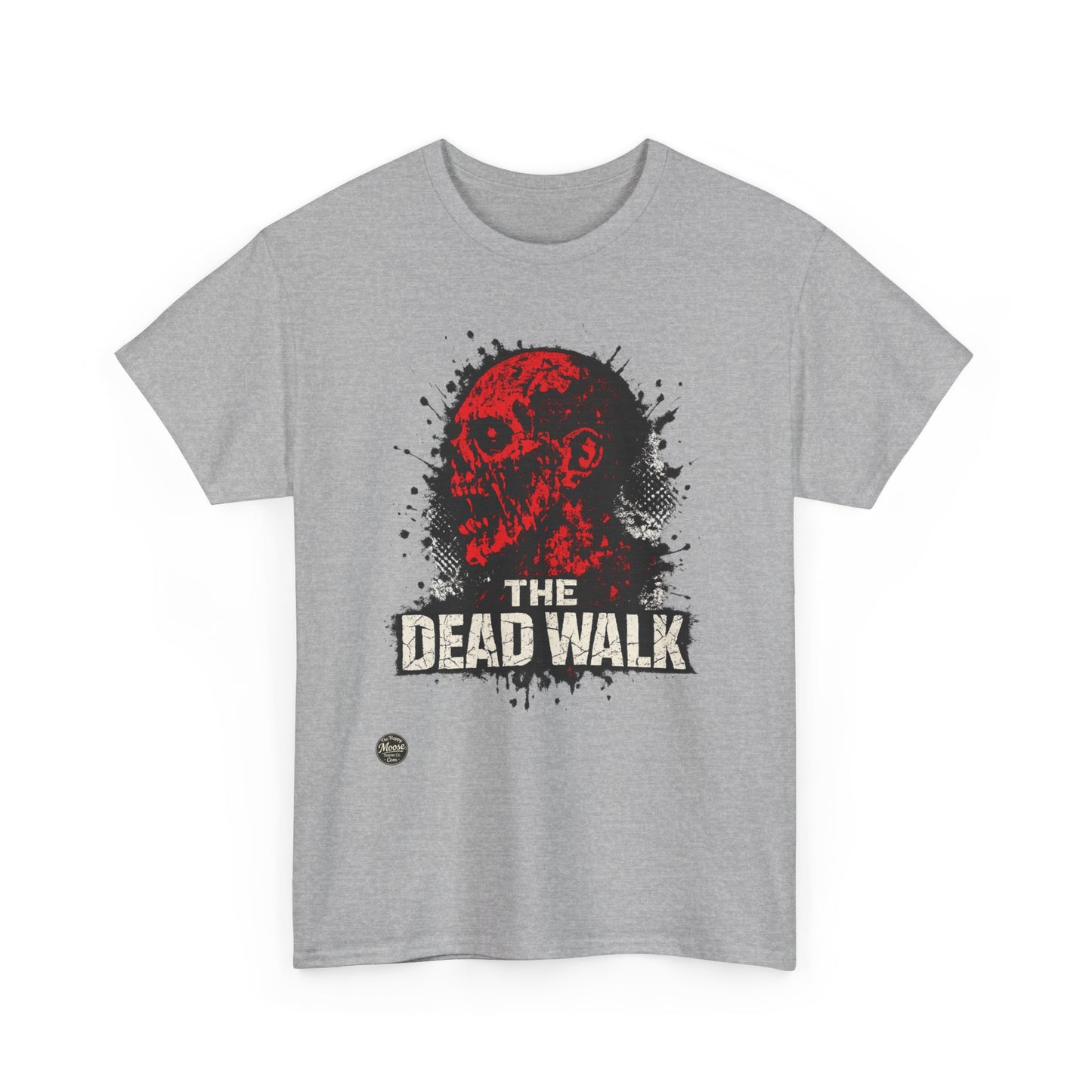 The Dead Walk Horror T-Shirt — Red Zombie Skull Graphic Tee