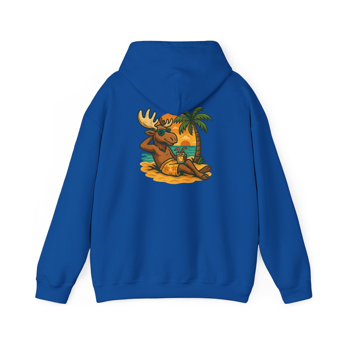 Hoodie — Relaxing Moose Beach Sunset Graphic Hooded Sweatshirt