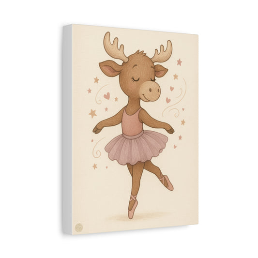 Ballet Moose Nursery Canvas — Cute Ballerina Animal Wall Art