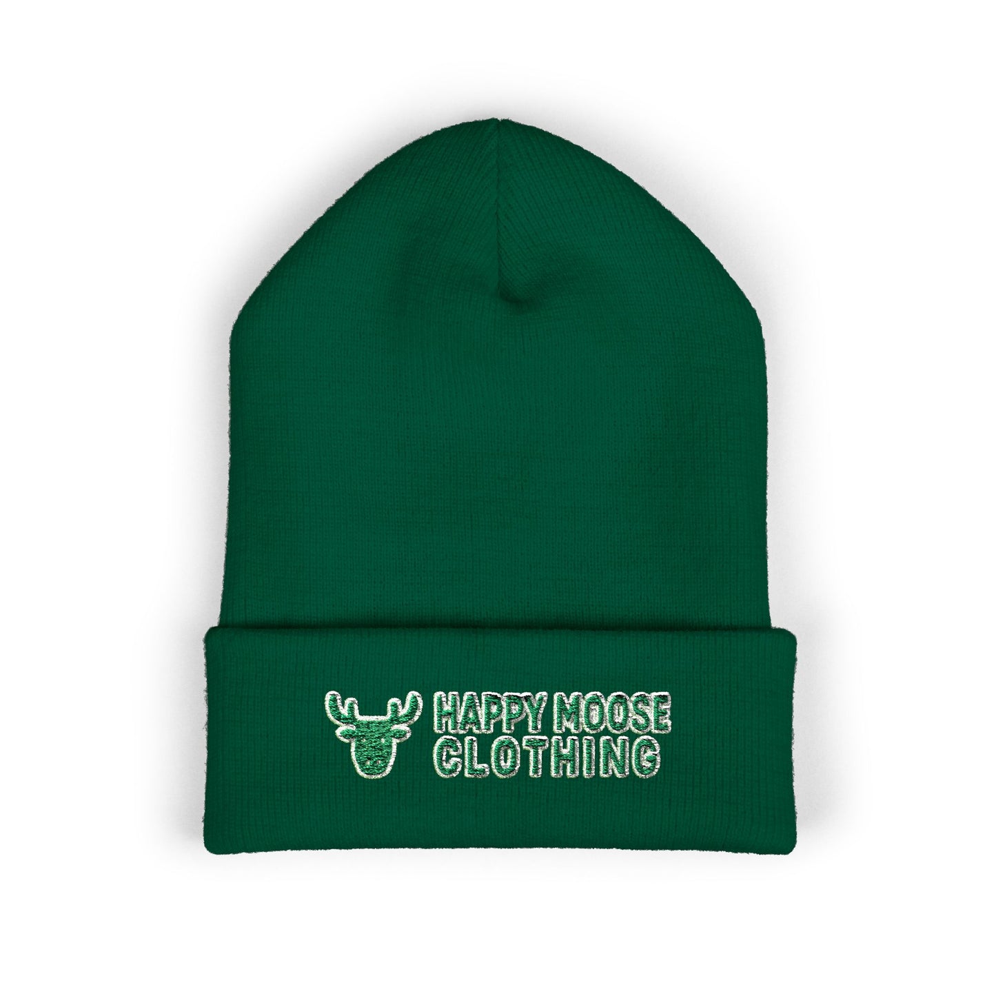 Happy Moose Embroidered Cuffed Beanie