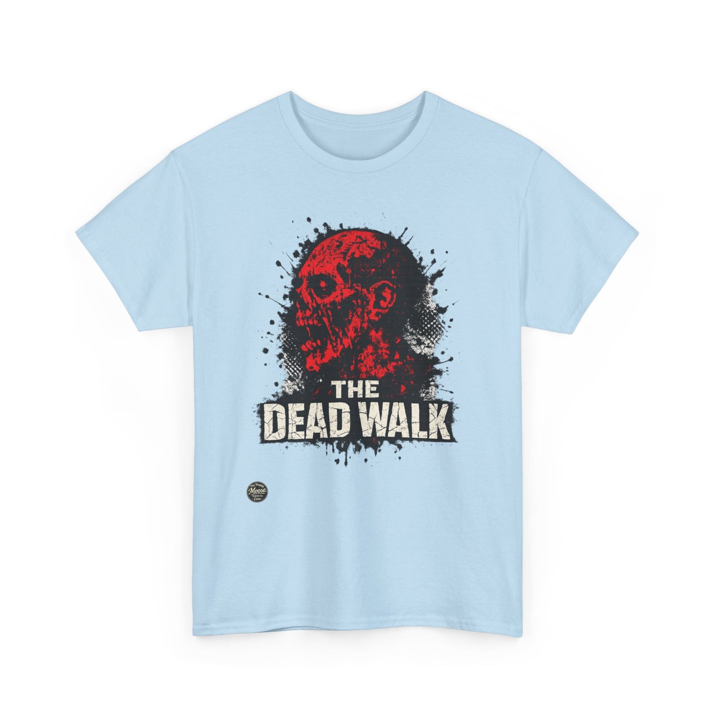 The Dead Walk Horror T-Shirt — Red Zombie Skull Graphic Tee