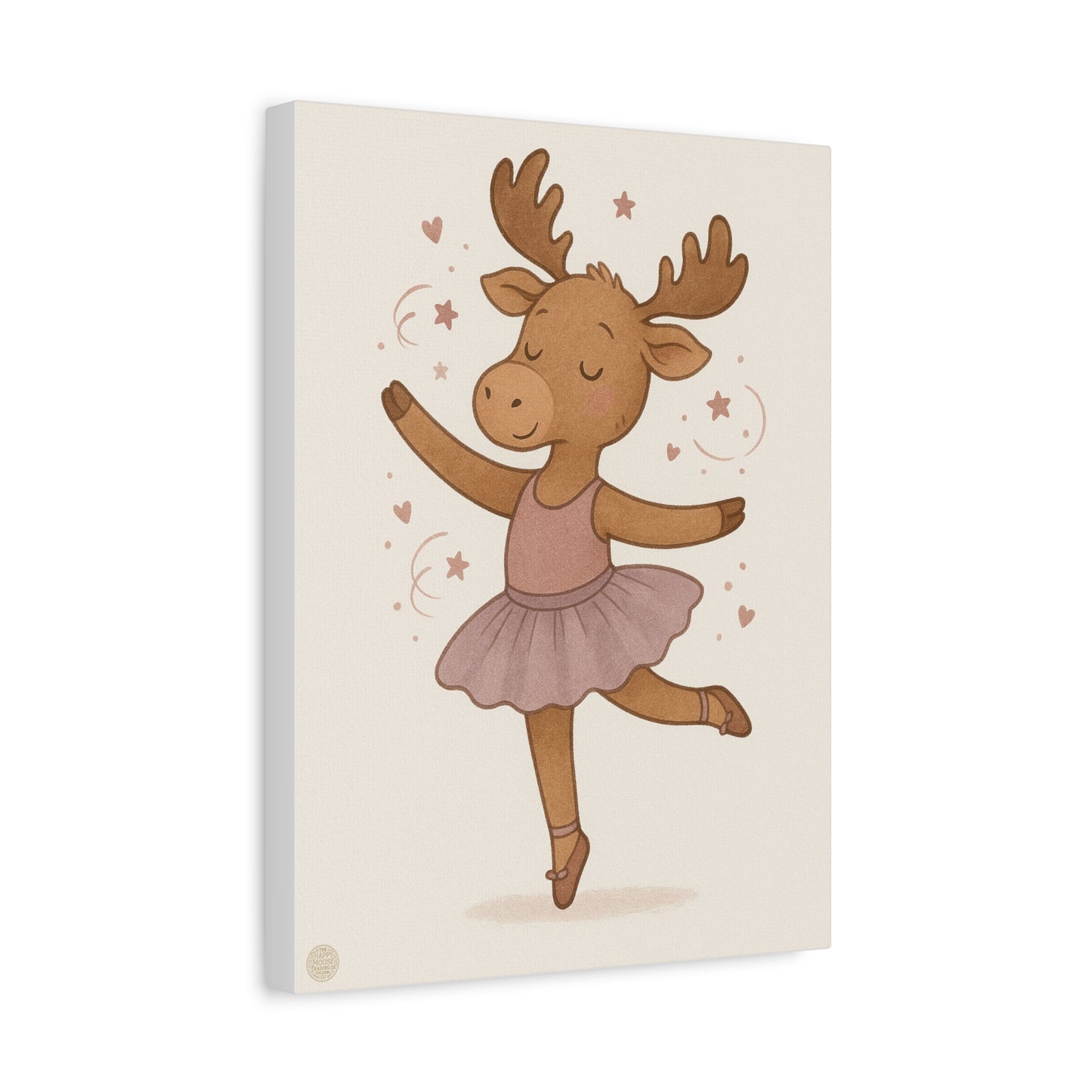 Ballet Moose Nursery Canvas Art – Cute Ballerina Animal Wall Decor