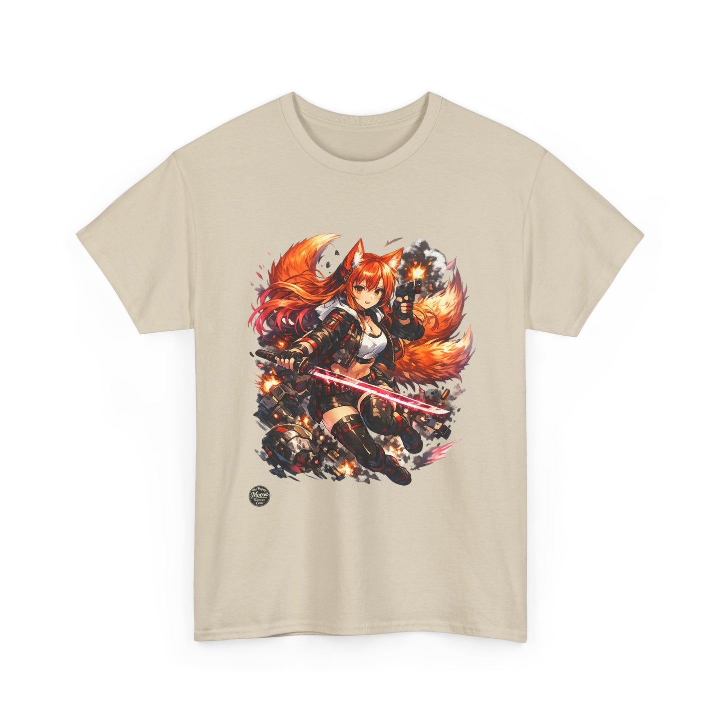 Fox Warrior Anime T-Shirt — Samurai Kitsune Graphic Tee #E004
