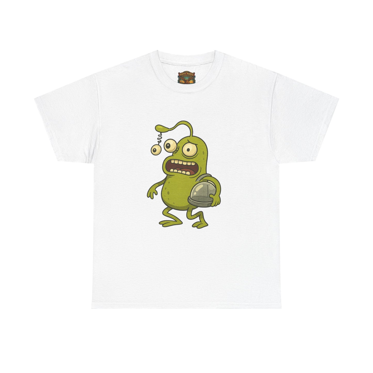 Green Alien Cartoon Tee | Funny Space Monster Illustration B