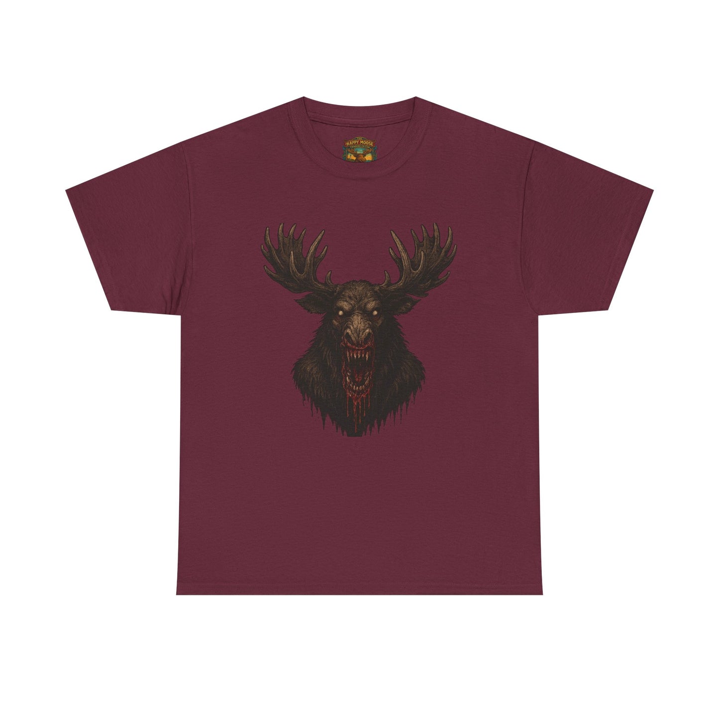 Moose Skull Graphic Tee — Dark Forest Horror Antler Shirt