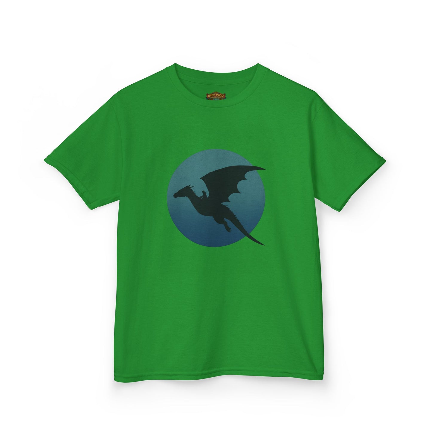Kids Dragon Silhouette Tee — Fantasy Dragon Circle Graphic Shirt