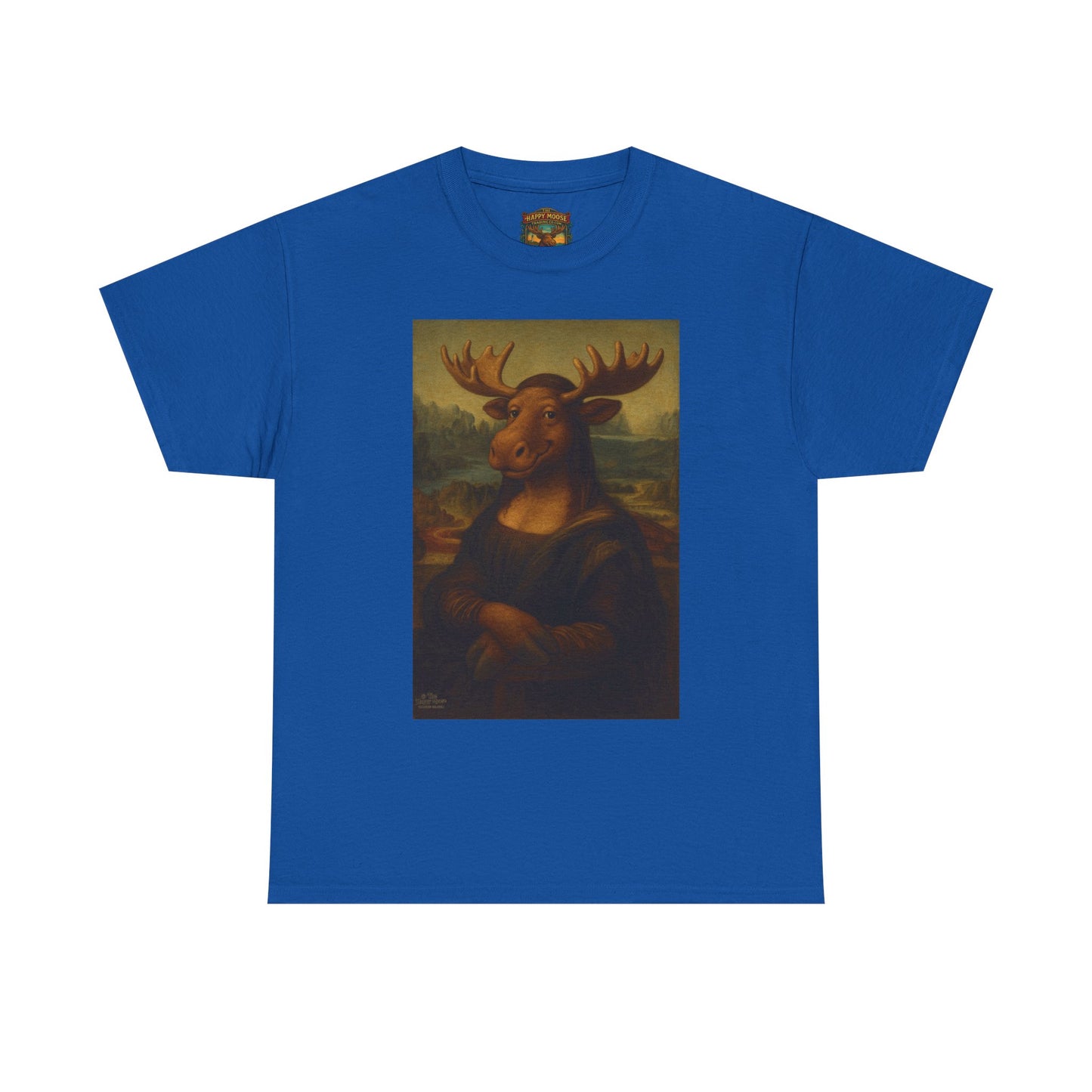 Mona Moose Tee — Funny Renaissance Moose Portrait T‑Shirt