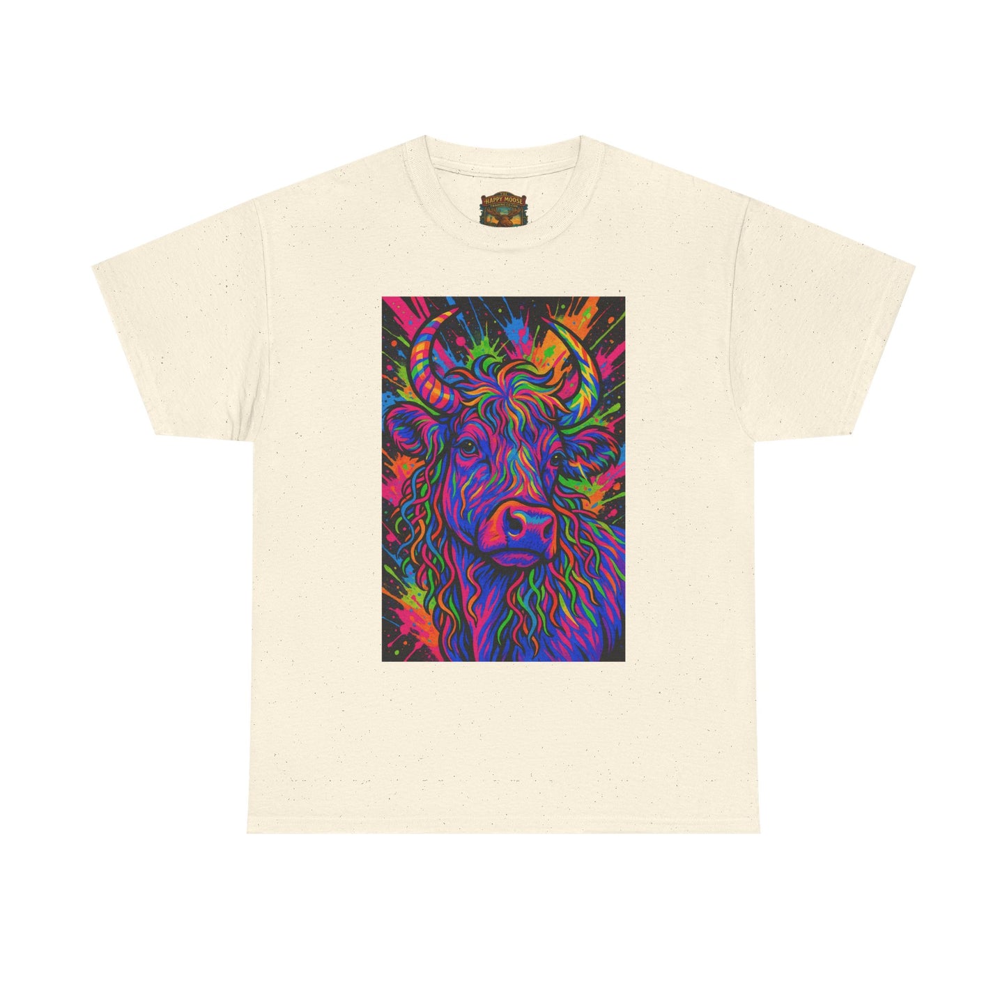 Psycadelic Highland Cow T-Shirt | Retro Rainbow Cow Art 1