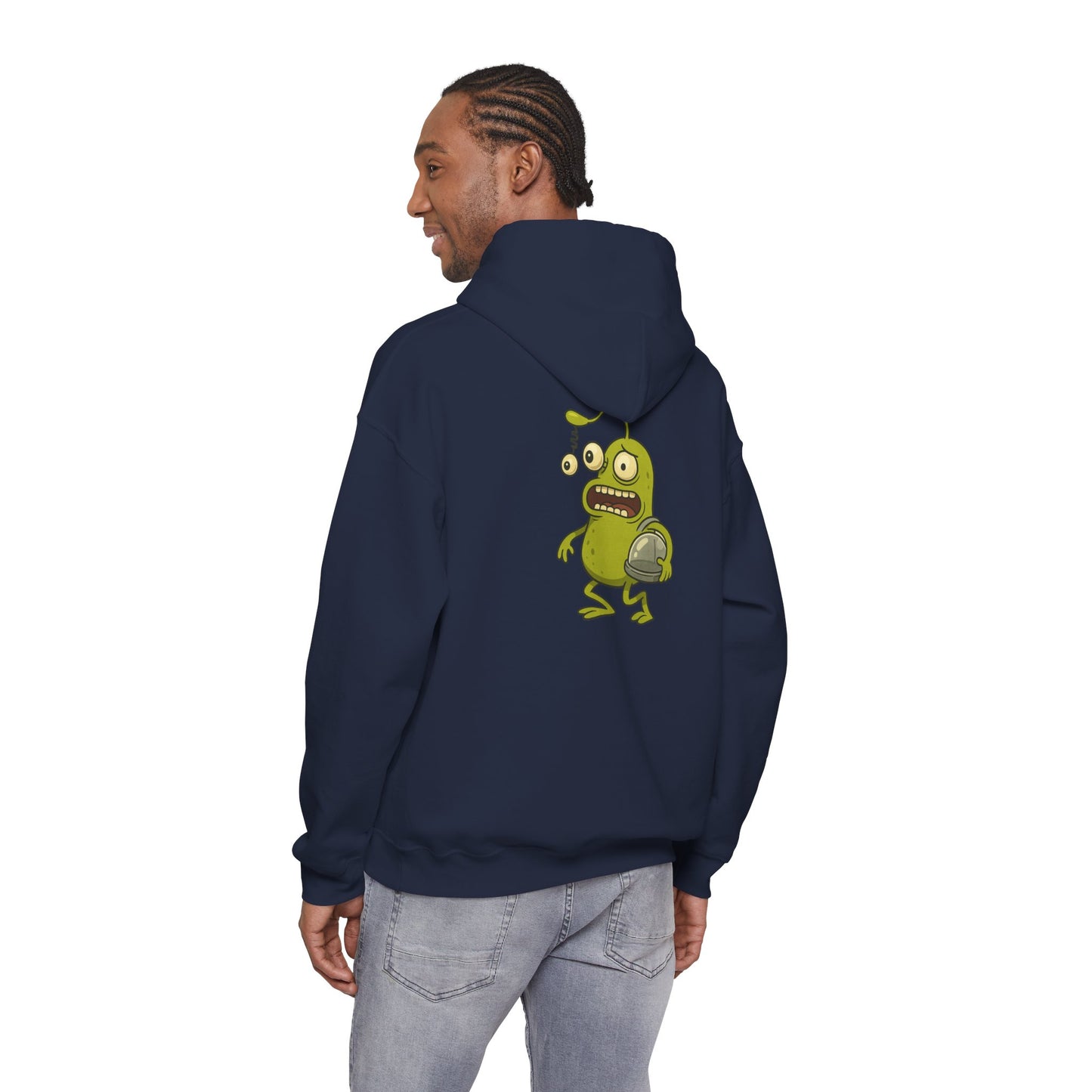 Alien Monster Hoodie — Cute Green Space Creature Graphic Hooded Sweatshirt