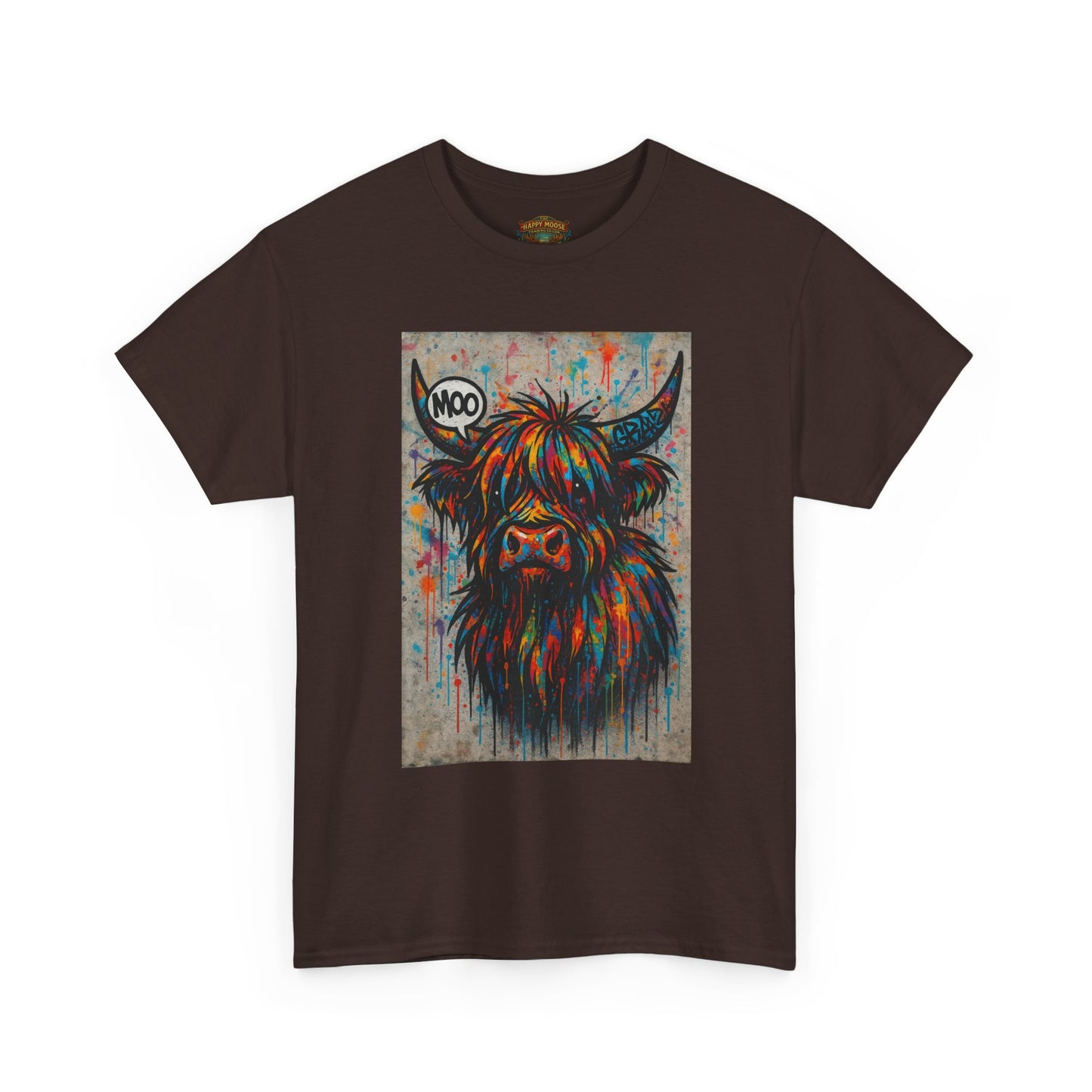 Psychedelic Highland Cow T-Shirt | Retro Rainbow Cow Art 7