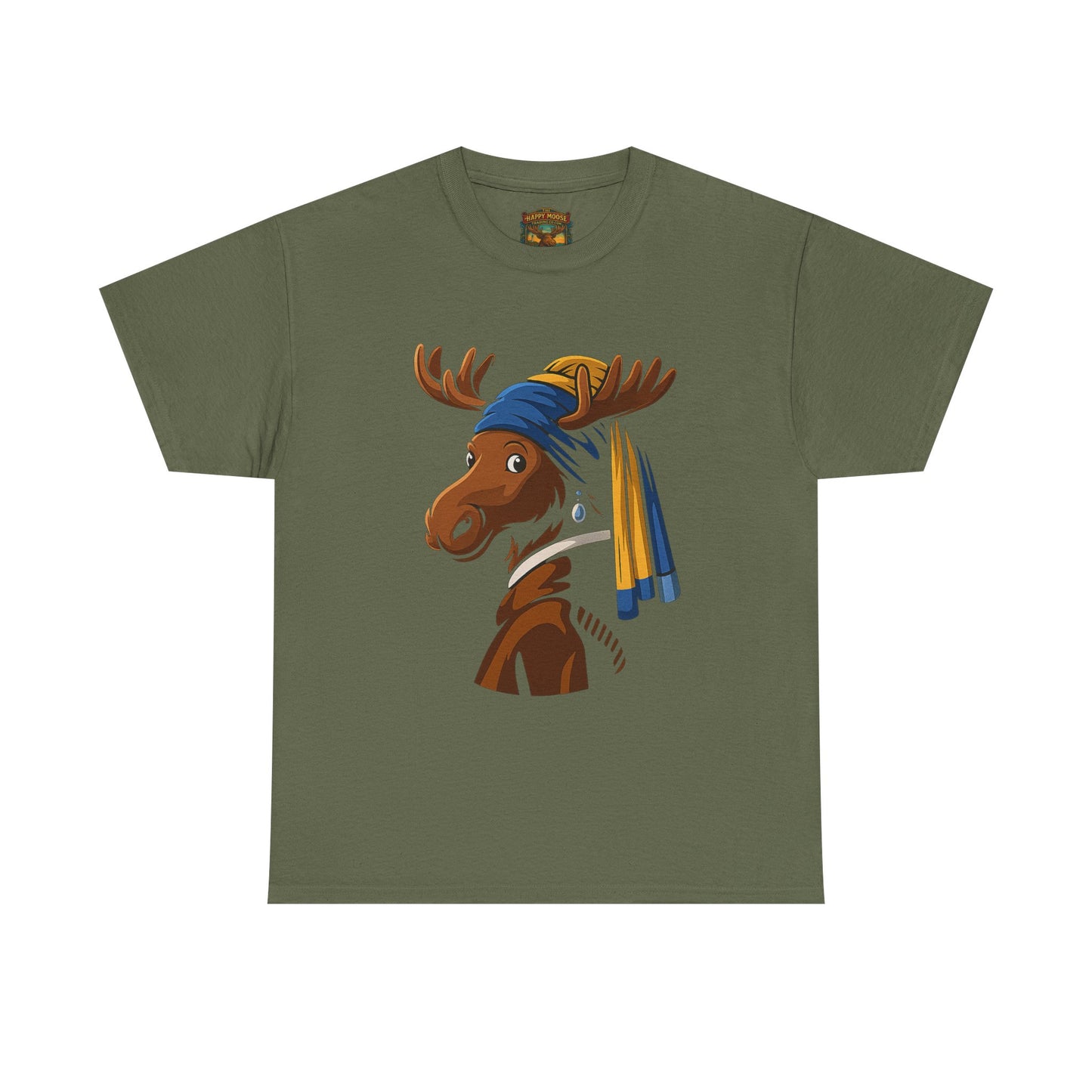 The Moose With The Pearl Earring Graphic Tee — Playful Moose with Headwrap T-Shirt