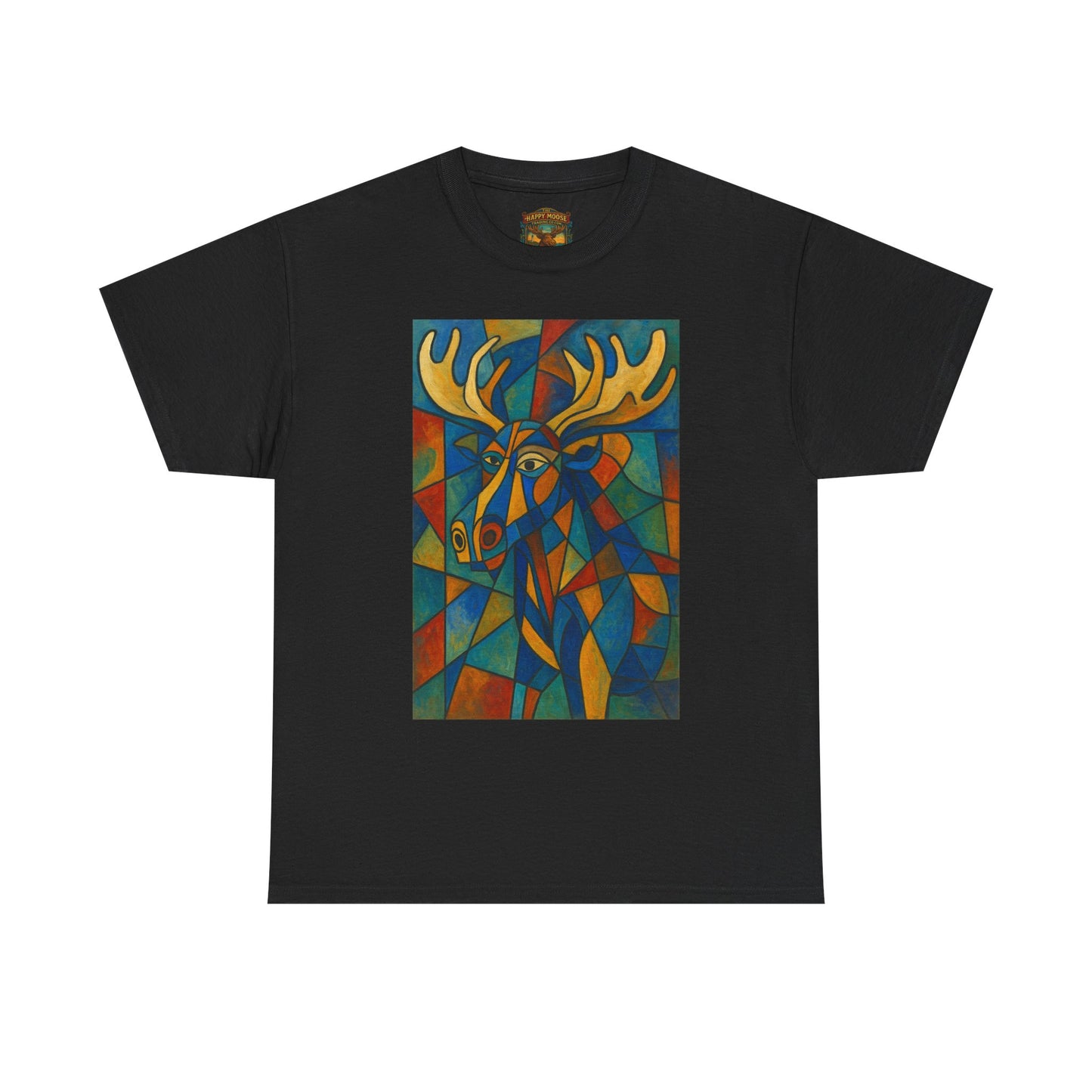 Picasso Moose T‑Shirt — Colorful Geometric Woodland Art Tee