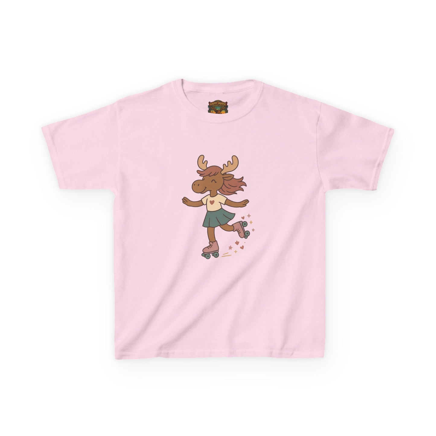 Kids Tee — Cute Roller-Skating Moose Girl Graphic