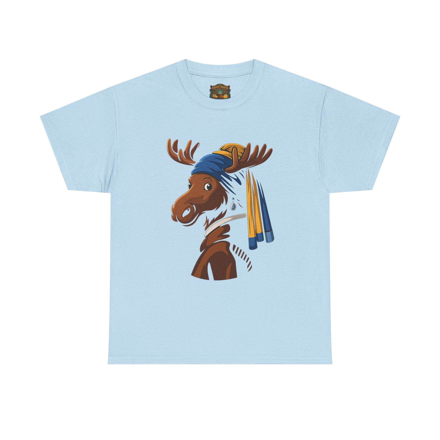 The Moose With The Pearl Earring Graphic Tee — Playful Moose with Headwrap T-Shirt