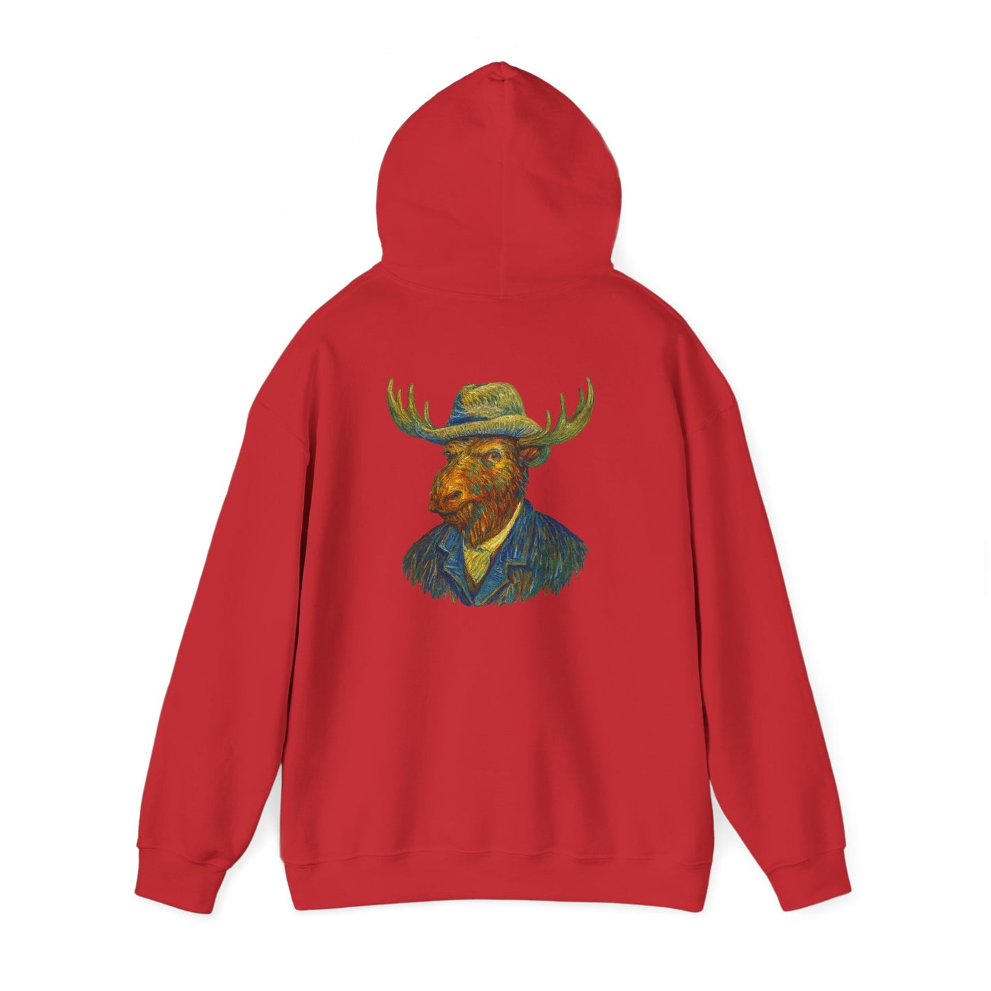 Van Gogh Moose Portrait Hoodie — Artistic Antlered Van Gogh Pullover