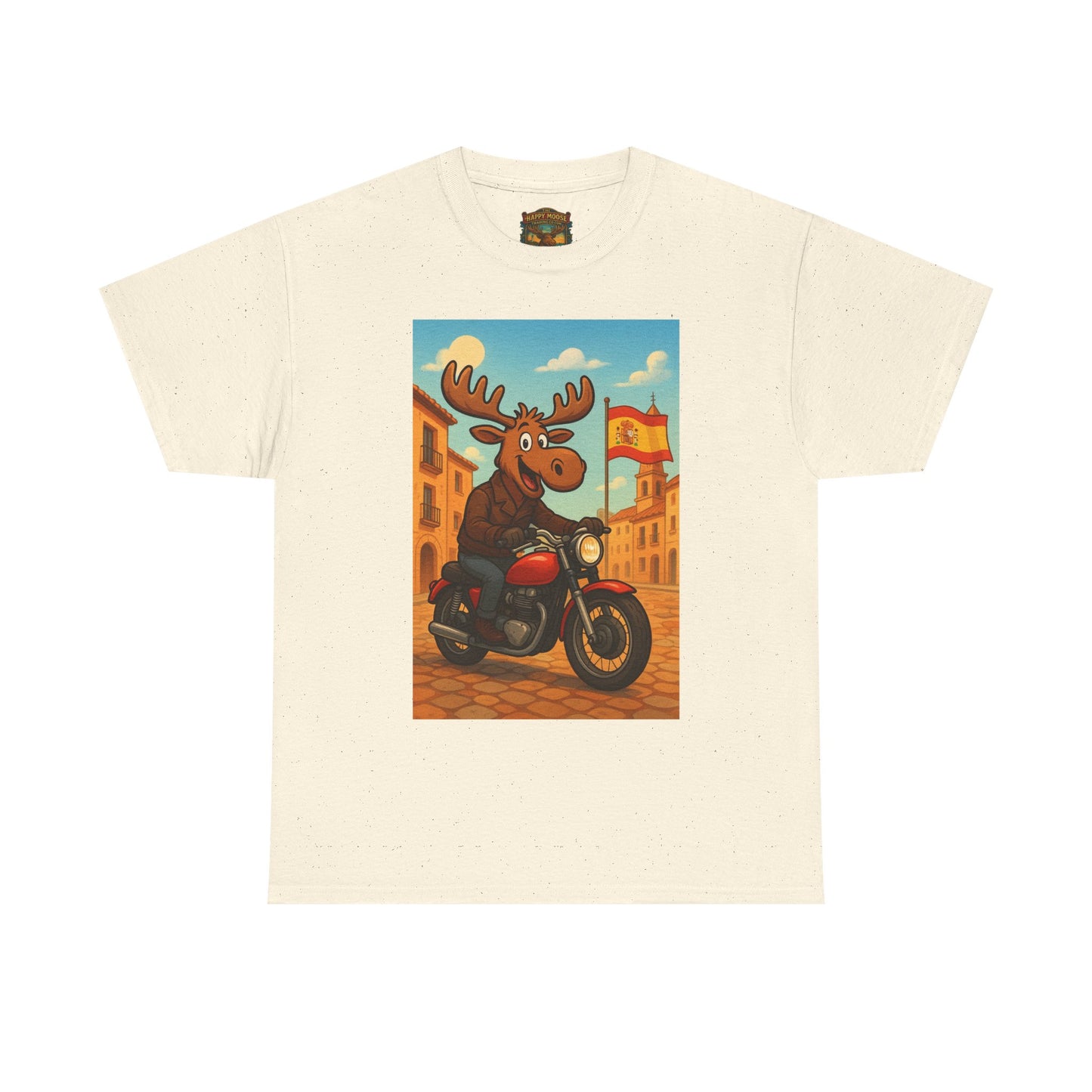 Happy Moose on a Motorcycle T-Shirt | Vintage Biker Animal Tee