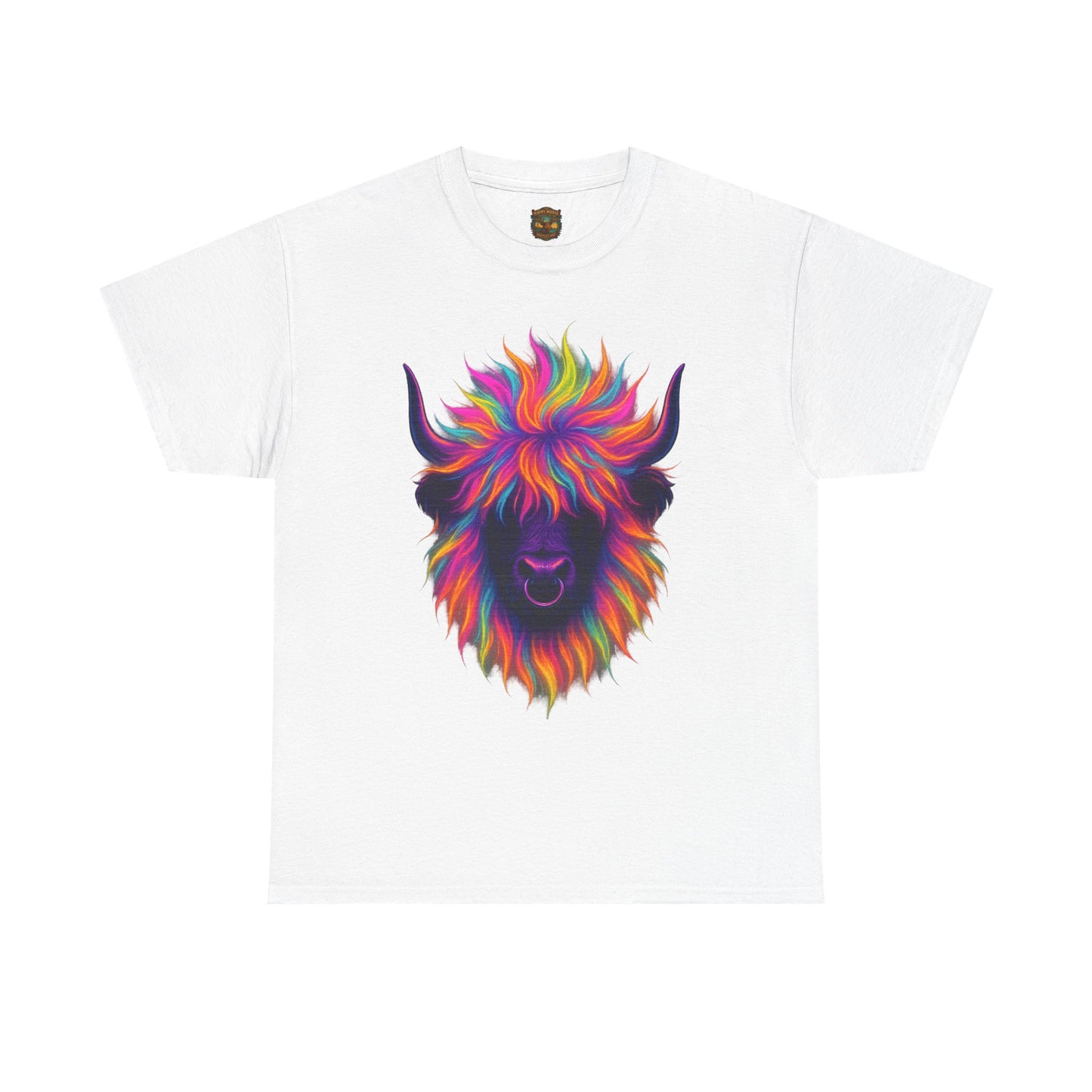 Colorful Highland Cow T-Shirt — Vibrant Rainbow Yak Graphic Tee