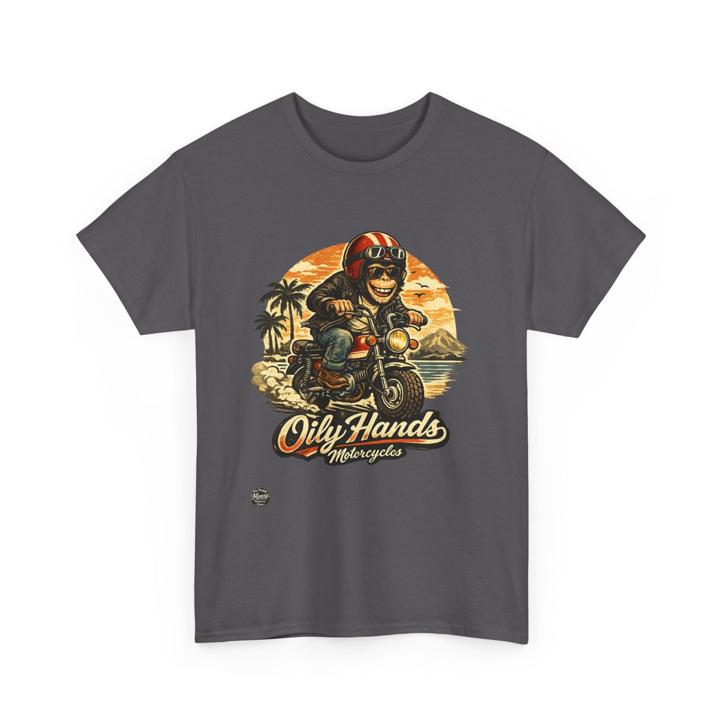 Oily Hands Motorcycle Rider Vintage Monkey Bike Sunset T-Shirt #008 E
