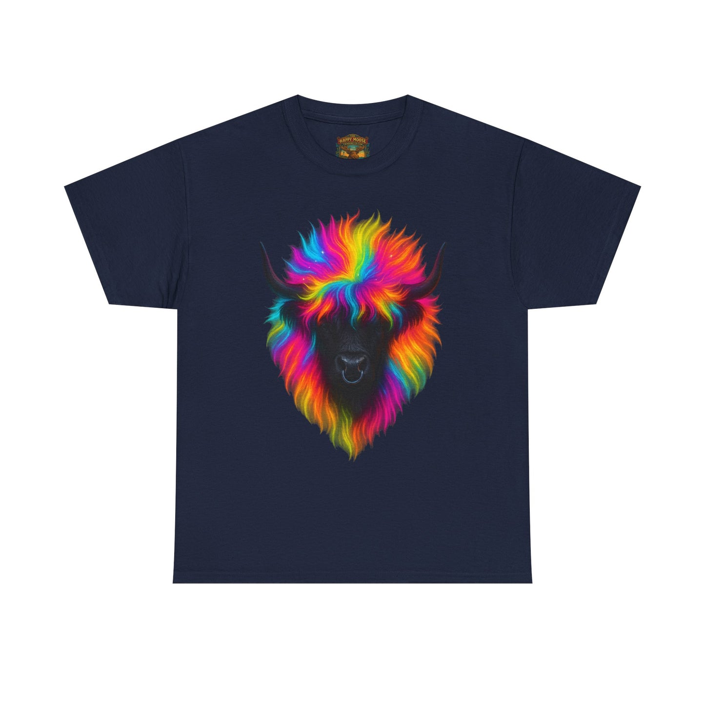 Rainbow Buffalo T-Shirt — Colorful Neon Bison Graphic Tee