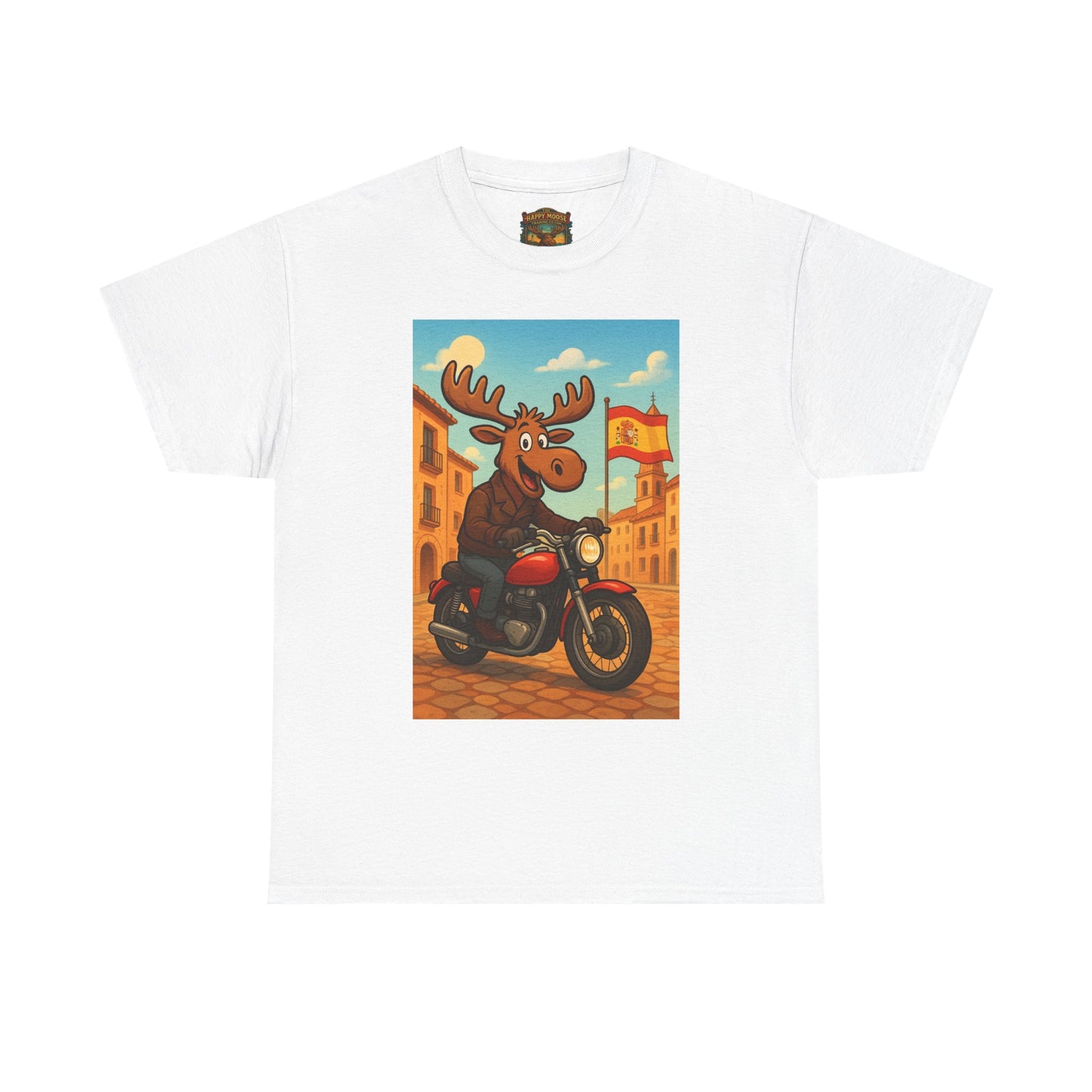 Happy Moose on a Motorcycle T-Shirt | Vintage Biker Animal Tee