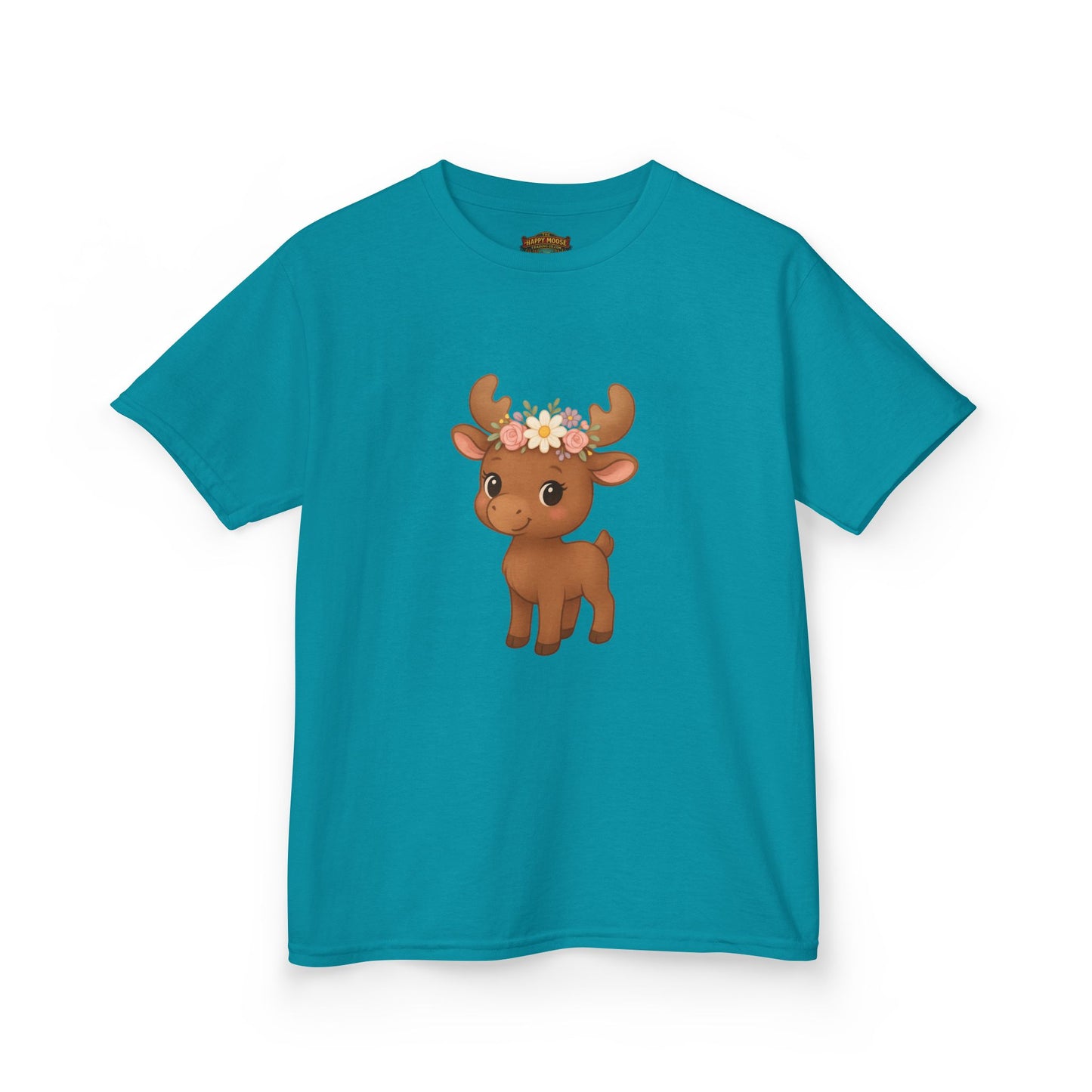 Kids Tee — Cute Floral Crown Baby Moose Graphic