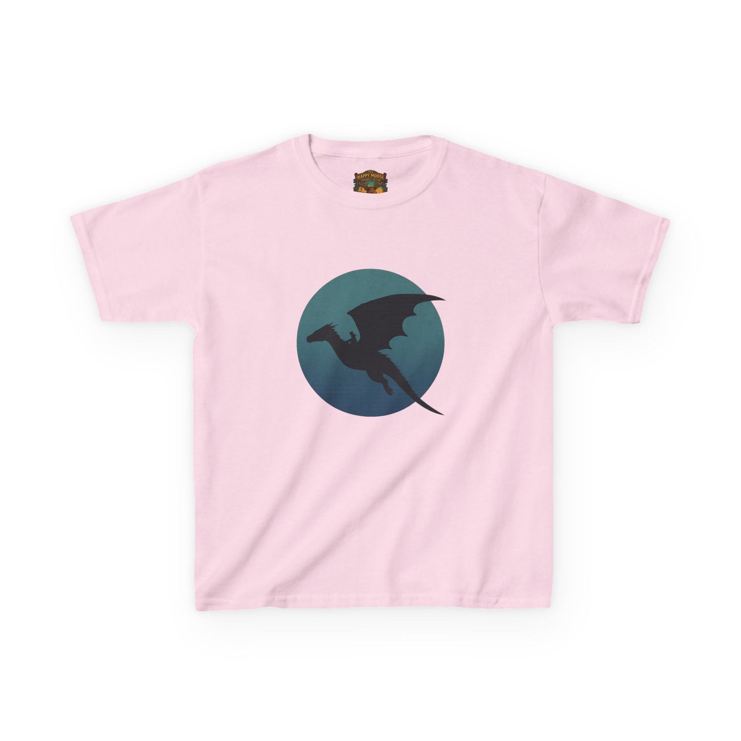 Kids Dragon Silhouette Tee — Fantasy Dragon Circle Graphic Shirt