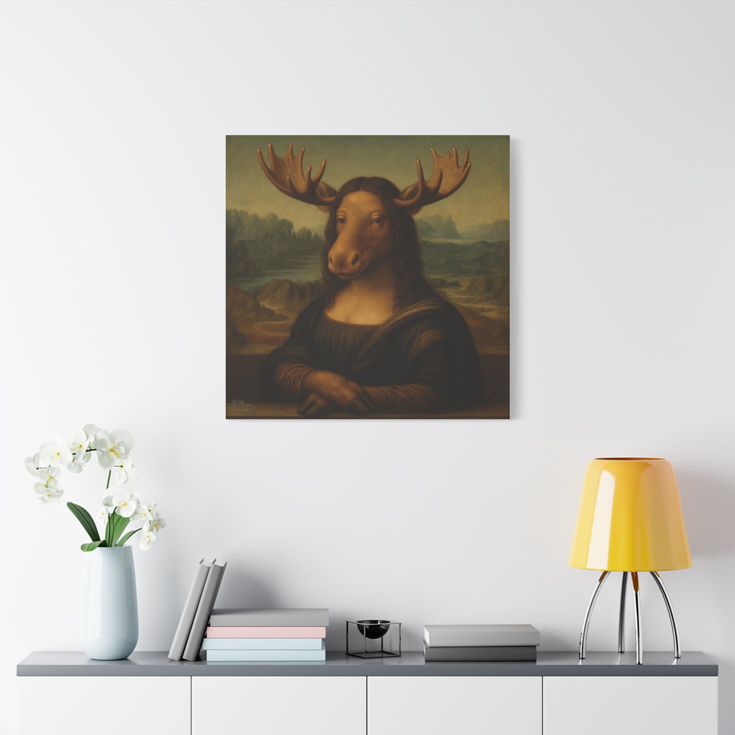 Mona Moose Canvas Print — Whimsical Animal Renaissance Wall Art