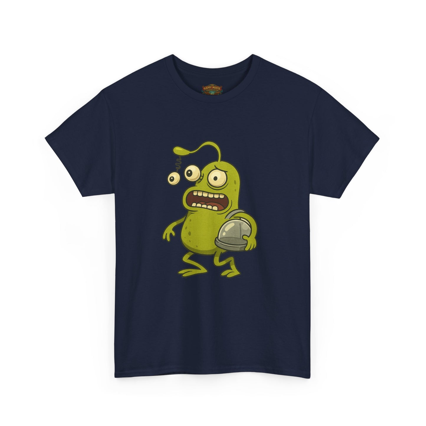 Green Alien Cartoon Tee | Funny Space Monster Illustration B