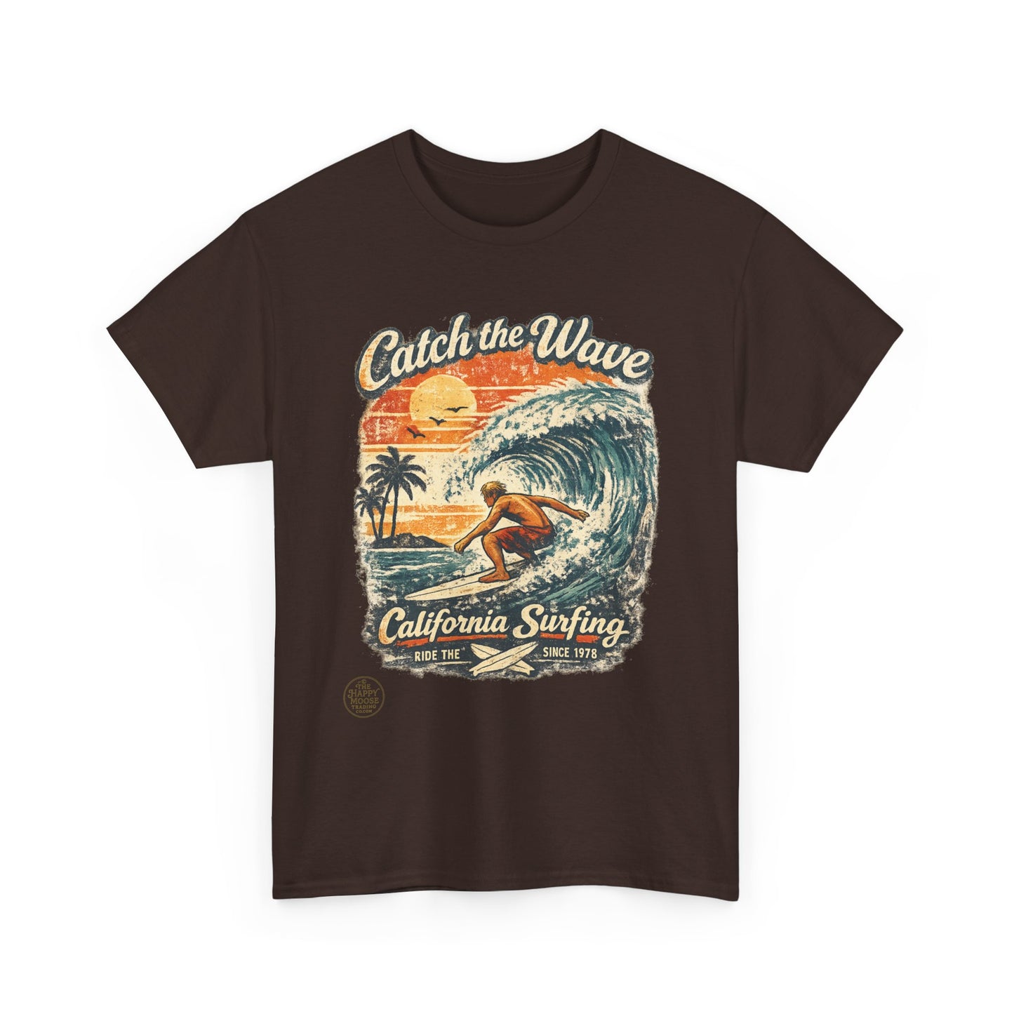 Catch the Wave California Surfing T-Shirt — Retro Beach Surf Tee