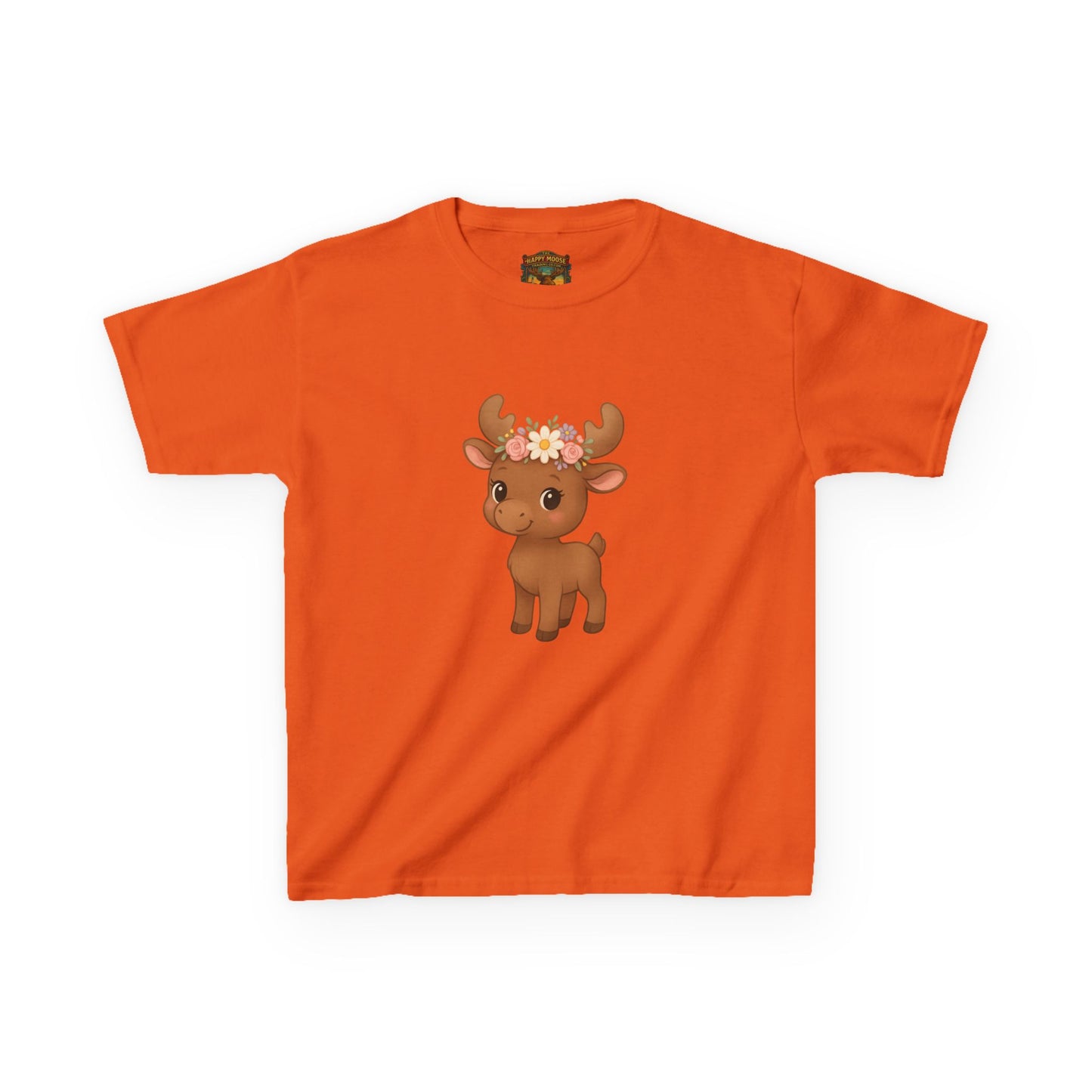 Kids Tee — Cute Floral Crown Baby Moose Graphic
